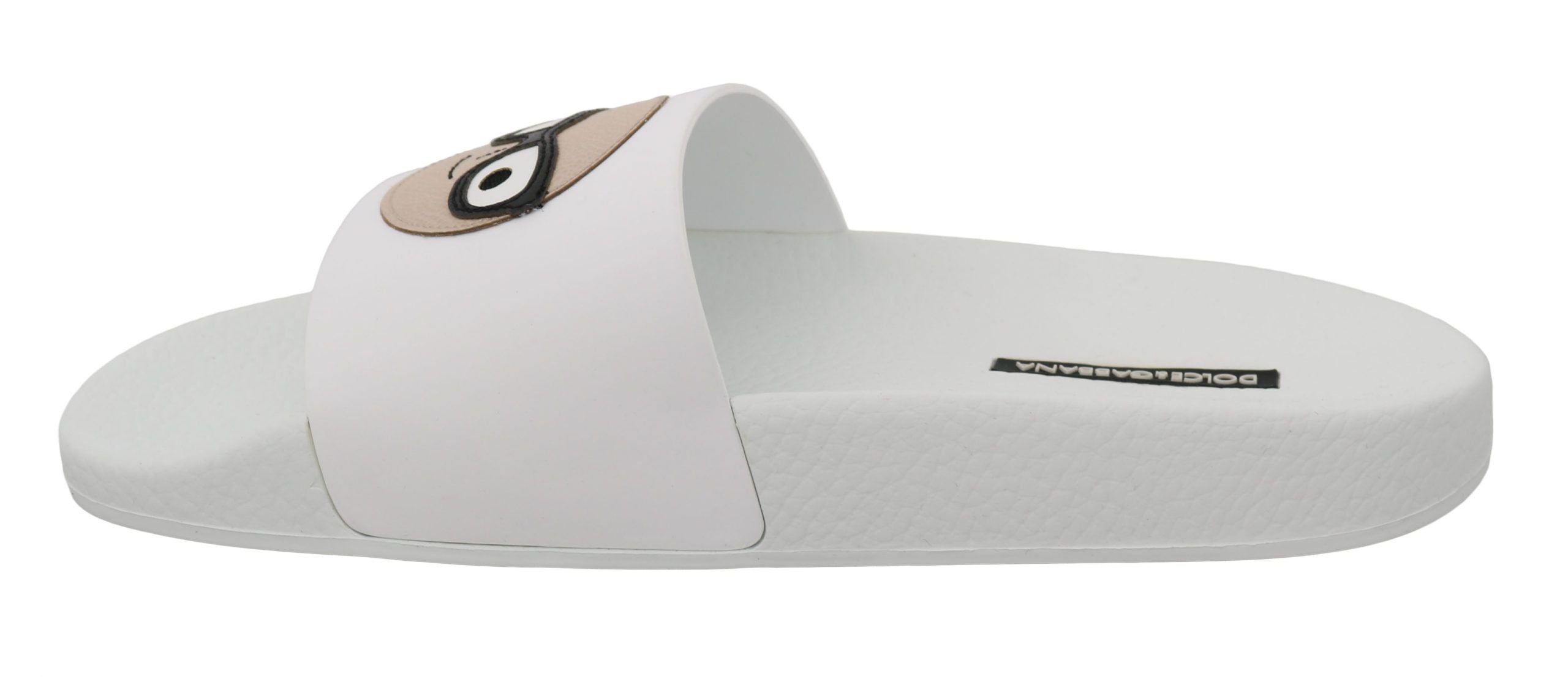 Dolce & Gabbana White Leather #dgfamily Slides Shoes Women's Sandals