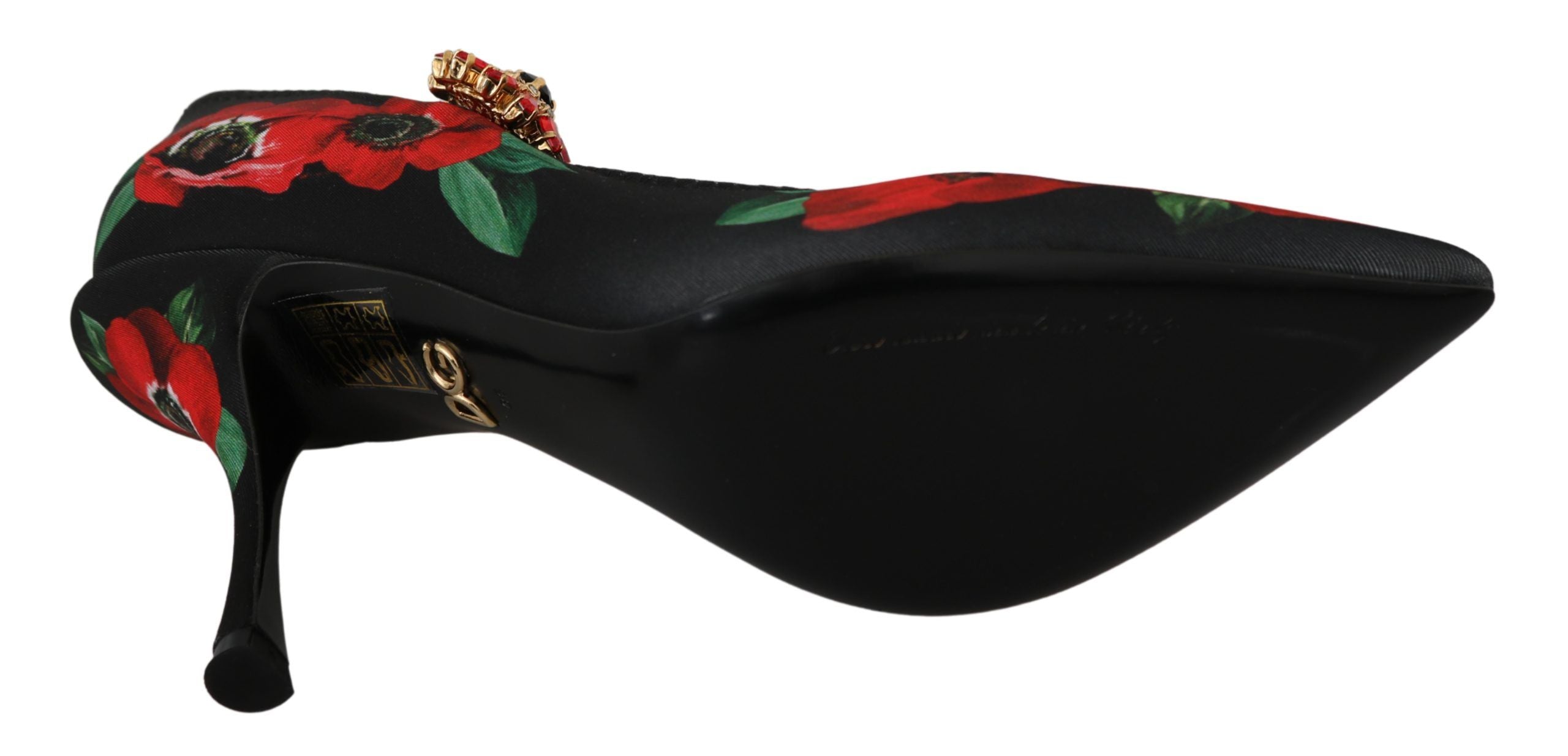Dolce & Gabbana Black Red Floral Mary Janes Pumps Women's Shoes