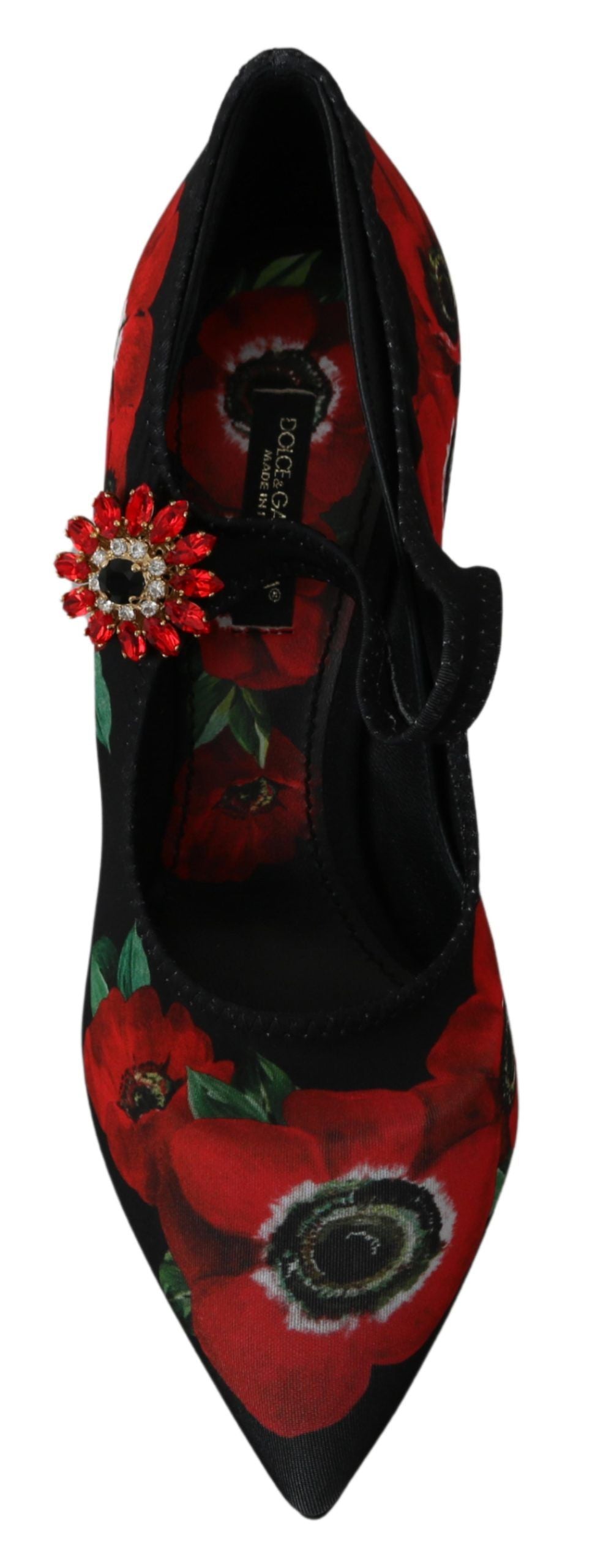 Dolce & Gabbana Black Red Floral Mary Janes Pumps Women's Shoes
