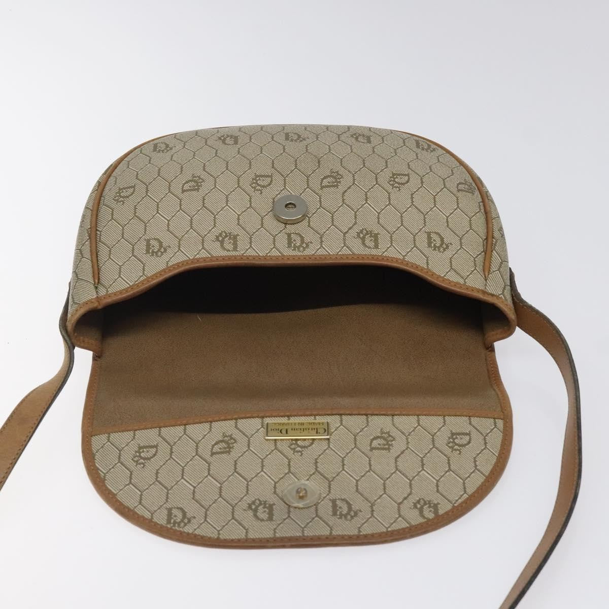 Christian Dior Vintage Honeycomb Flap Canvas And Leather Beige Canvas Shoulder Bag Bag (Pre-Owned)