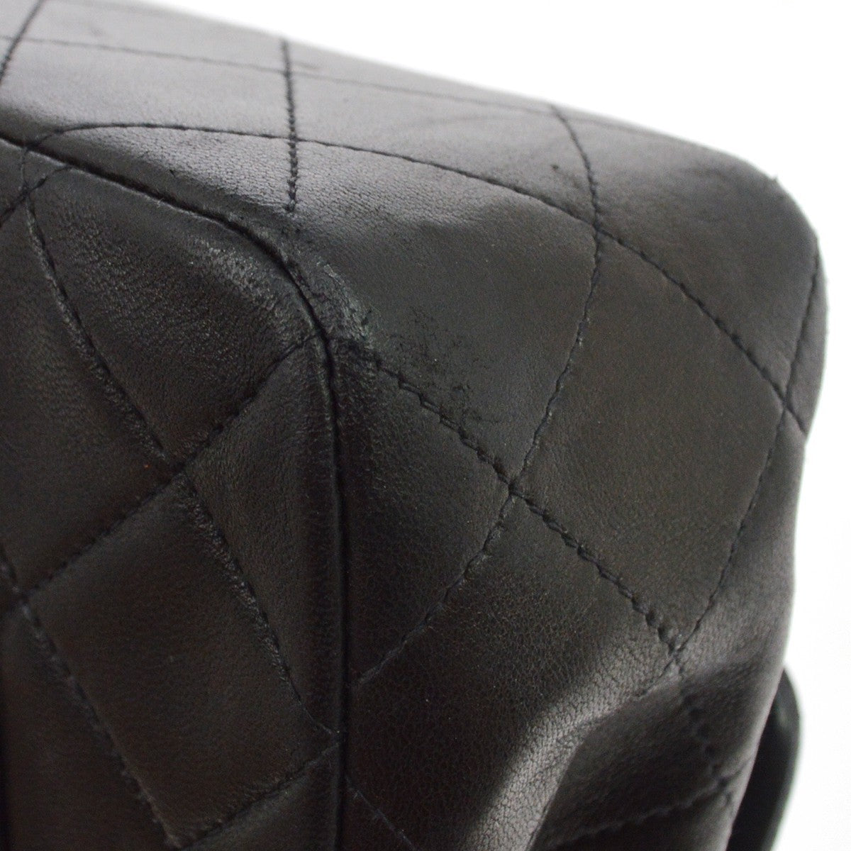 Chanel Vintage Classic Double Flap Quilted Lambskin Black Leather Shoulder Bag Bag (Pre-Owned)