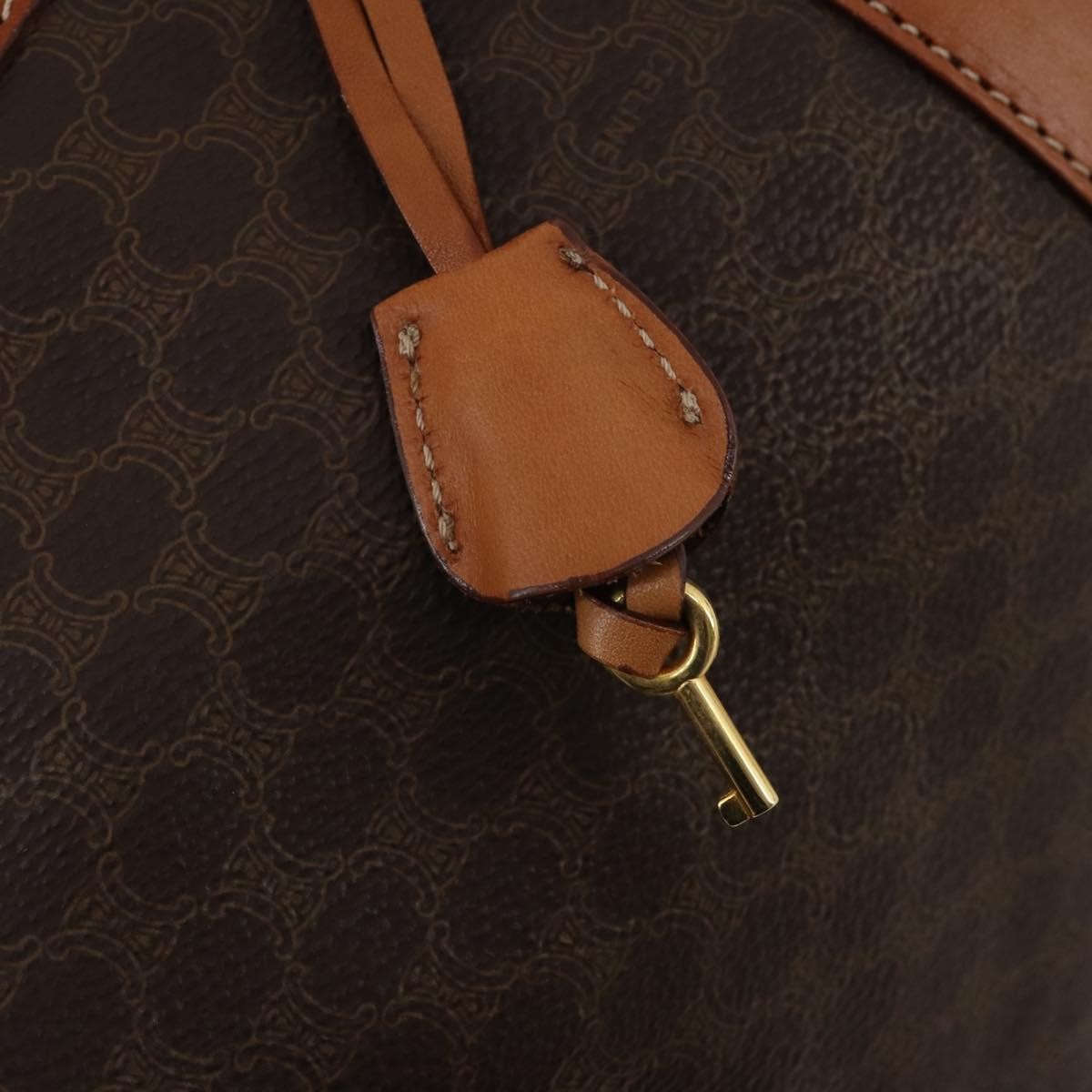 Celine Boston Triomphe Coated Canvas Brown Pvc Handbag (Pre-Owned)
