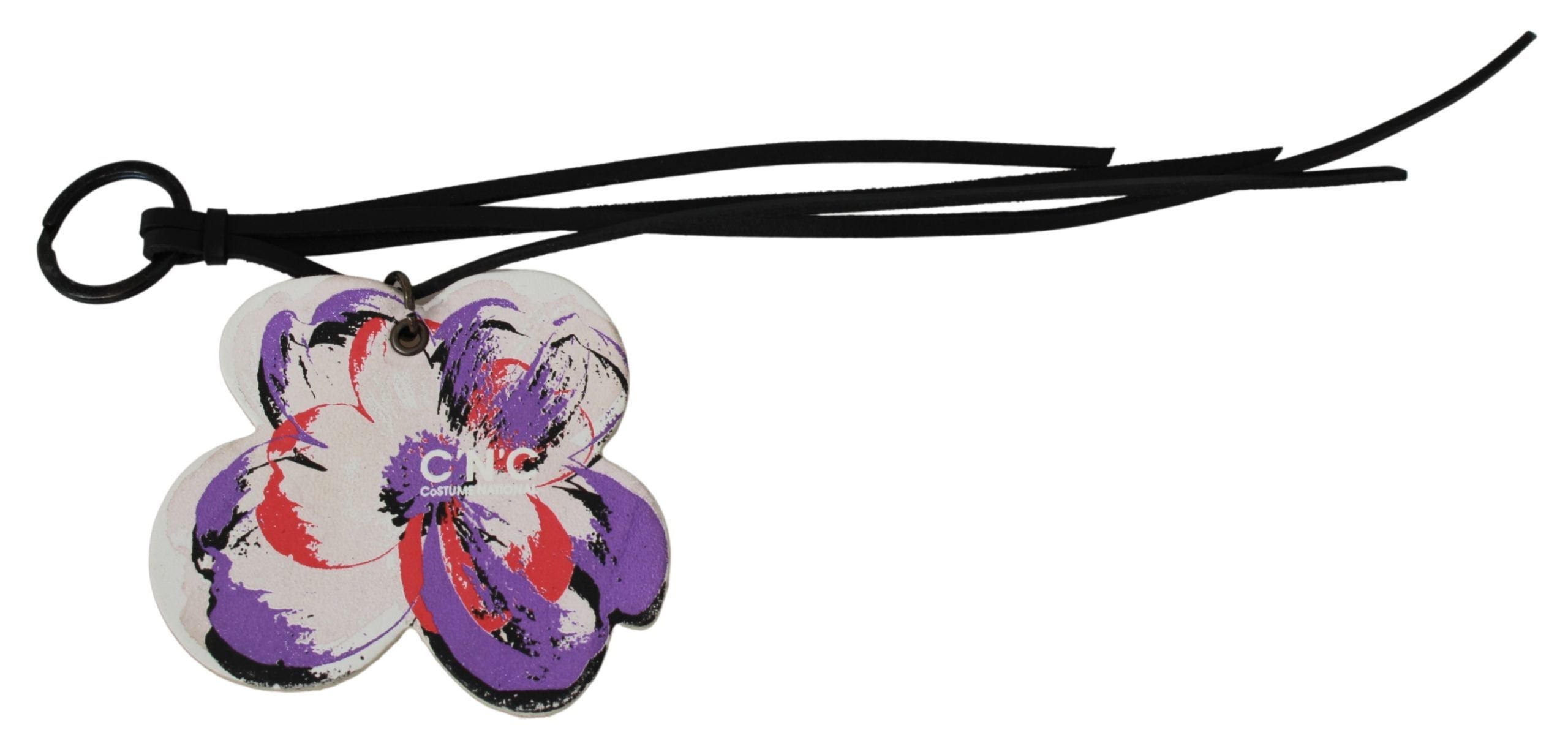 Costume National Elegant Black and White Leather Men's Keychain