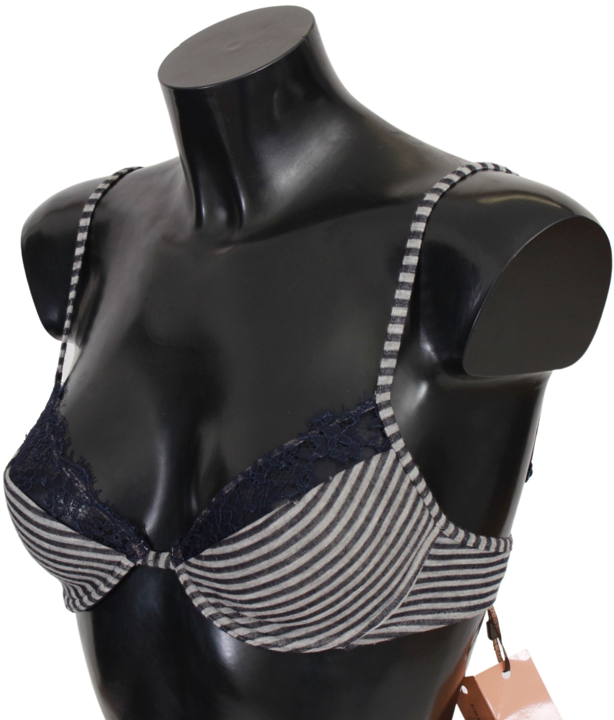 Ermanno Scervino Blue Stripes Lace Reggiseno Bra Women's Underwear