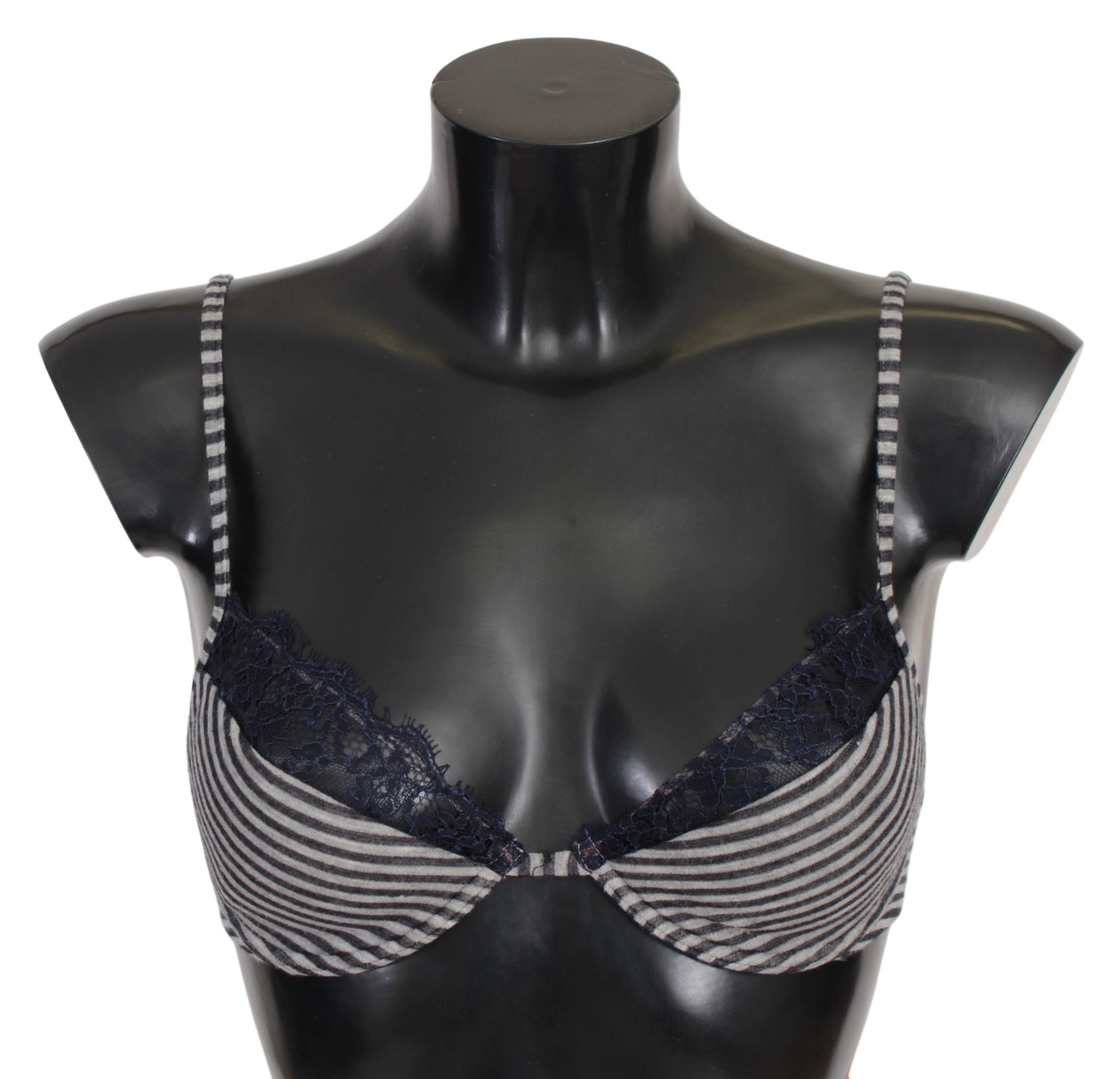 Ermanno Scervino Blue Stripes Lace Reggiseno Bra Women's Underwear