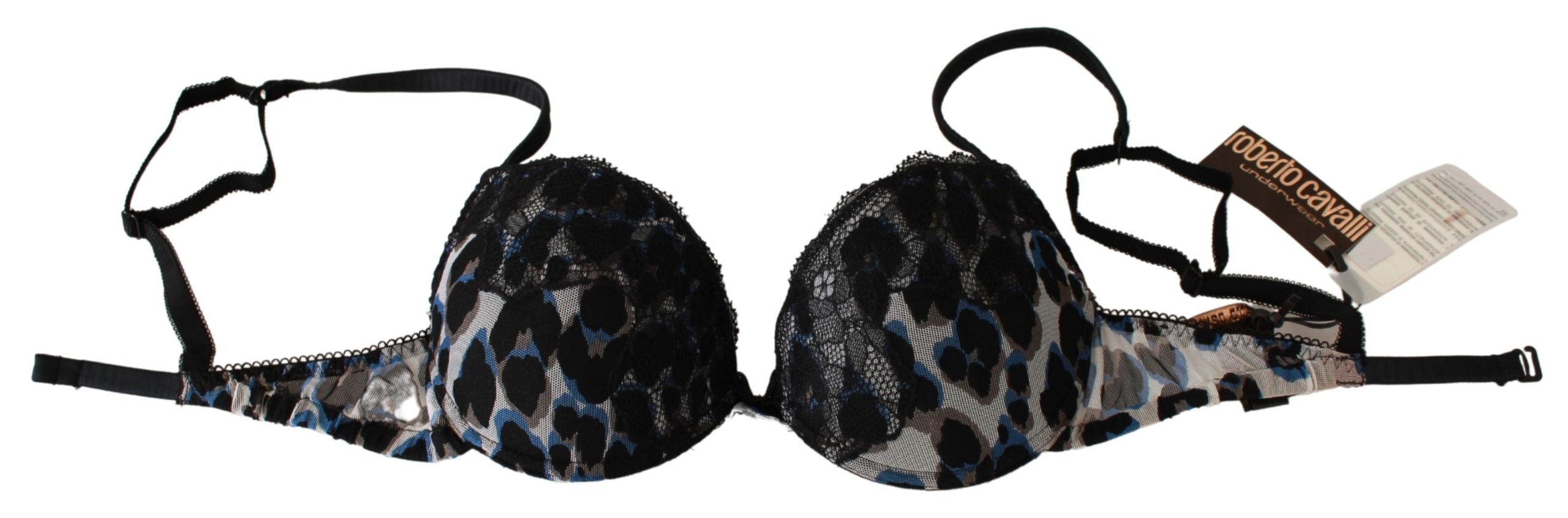 Roberto Cavalli White Leopard Push Up Reggiseno Bra Women's Underwear