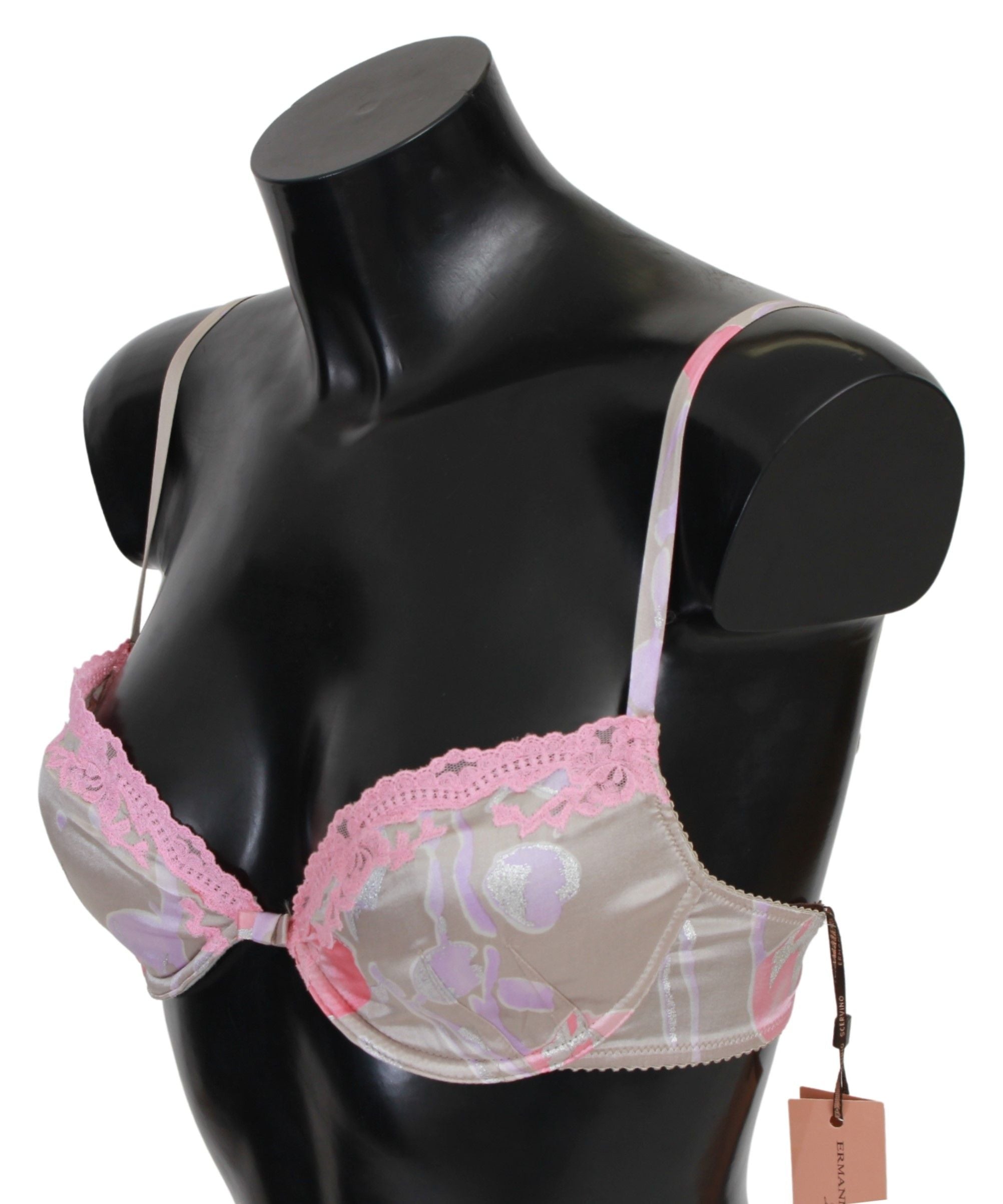 Ermanno Scervino Chic Pink Lace Silk Blend Push Up Women's Bra