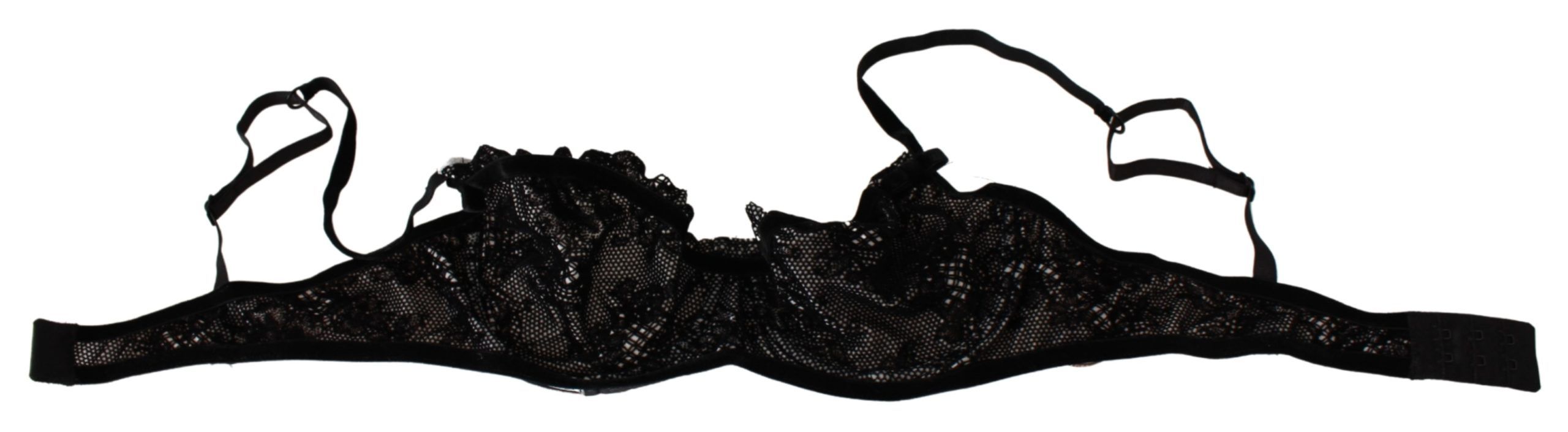 Ermanno Scervino Sleek Black Mesh Balconcino Women's Bra