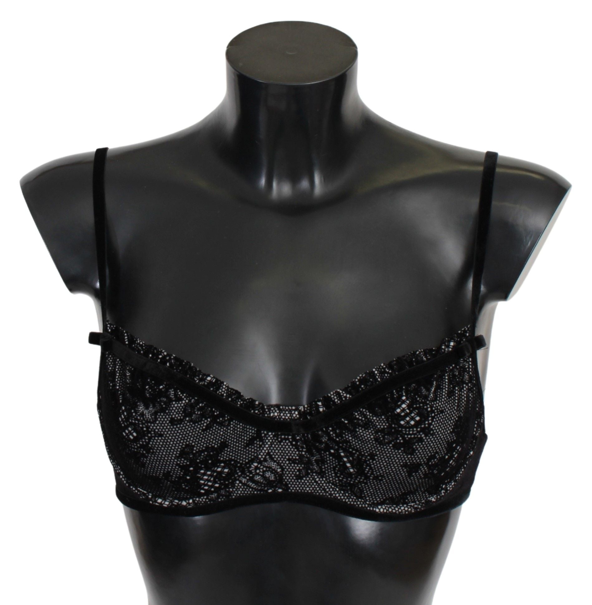 Ermanno Scervino Sleek Black Mesh Balconcino Women's Bra