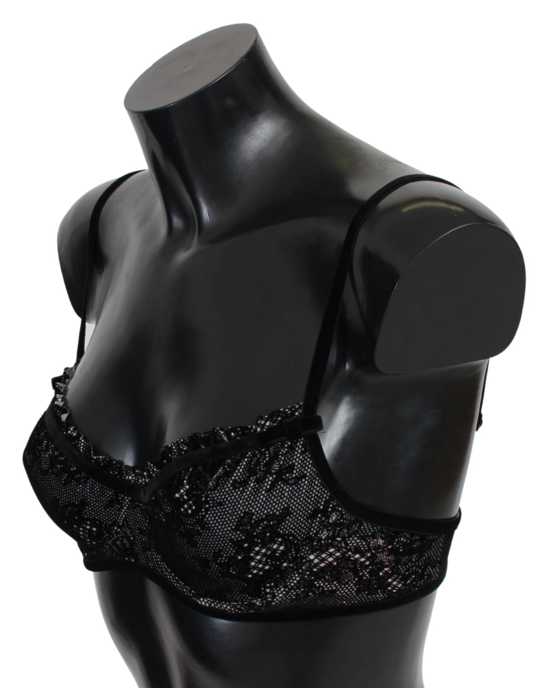 Ermanno Scervino Sleek Black Mesh Balconcino Women's Bra