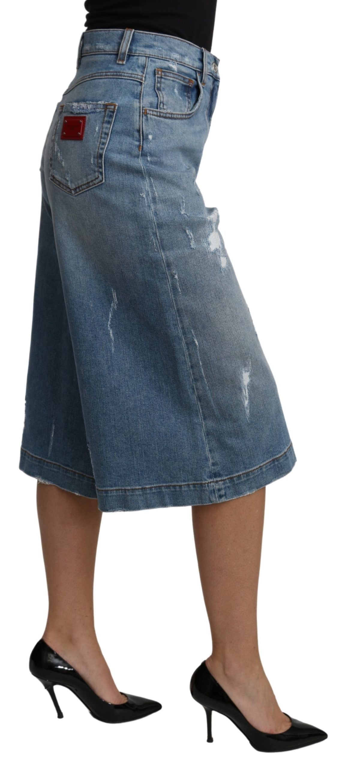 Dolce & Gabbana Elegant Wide Leg Cropped Denim Women's Trousers