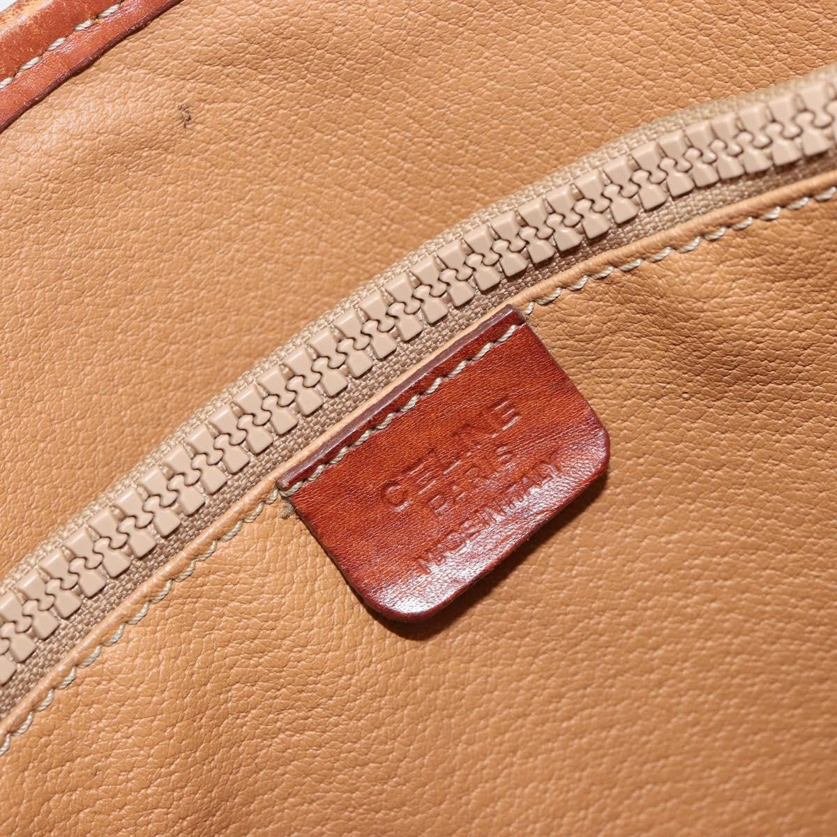 Celine Vintage Macadam Shopper Tote Canvas And Leather Brown Canvas Tote Bag Bag (Pre-Owned)