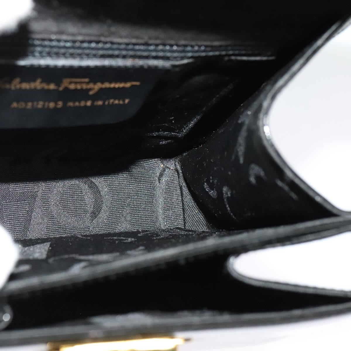 Salvatore Ferragamo Gancini Convertible Top Handle Patent Leather Black Patent_Leather Handbag (Pre-Owned)