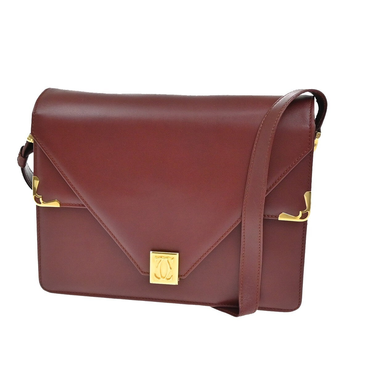 Cartier Must De Cartier Burgundy Leather Shoulder Bag (Pre-Owned)