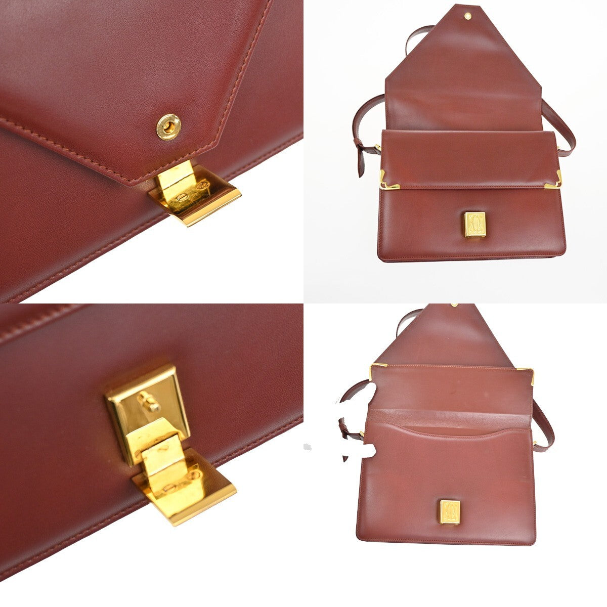 Cartier Must De Cartier Burgundy Leather Shoulder Bag (Pre-Owned)