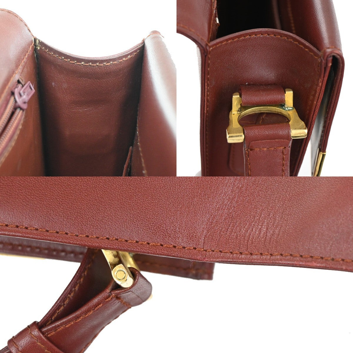 Cartier Must De Cartier Burgundy Leather Shoulder Bag (Pre-Owned)