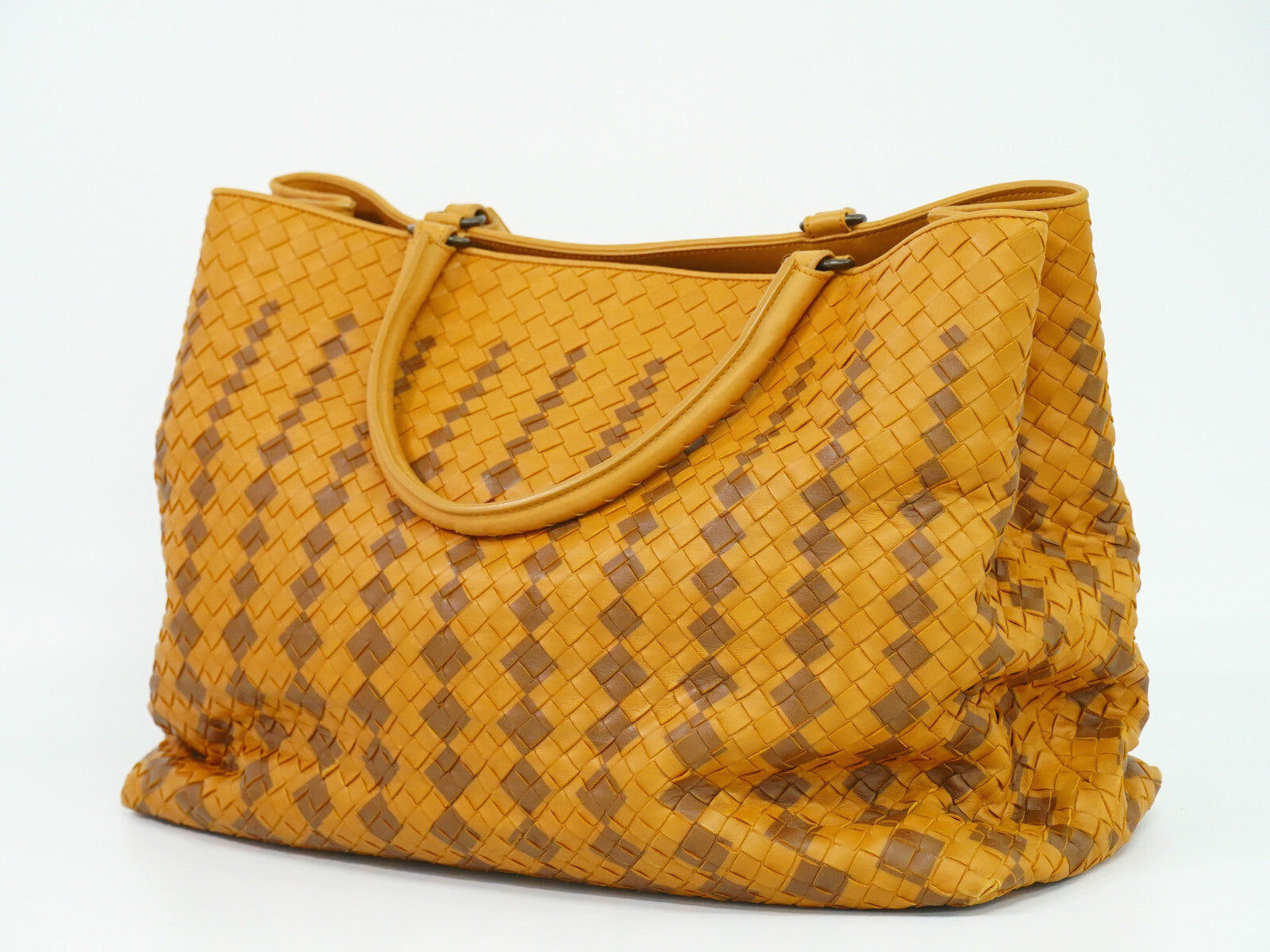 Bottega Veneta Intrecciato Orange Leather Tote Bag (Pre-Owned)