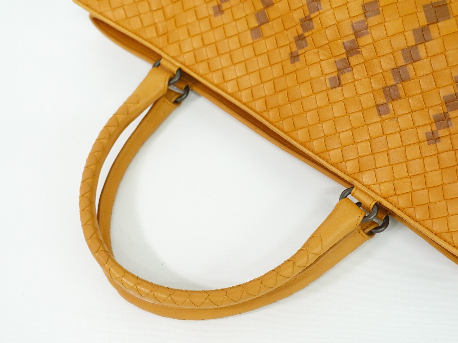 Bottega Veneta Intrecciato Orange Leather Tote Bag (Pre-Owned)