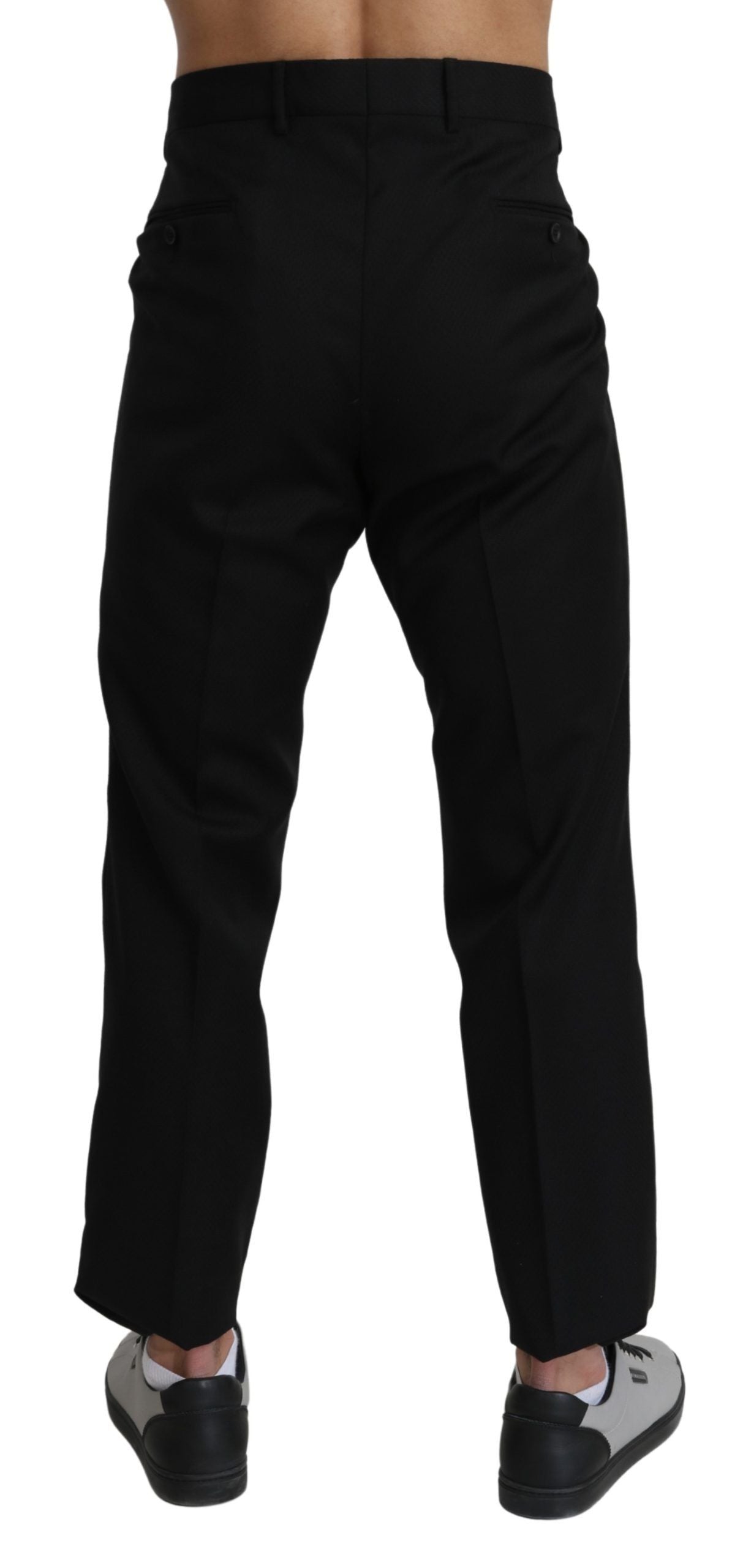 Dolce & Gabbana Black Cotton Wool Formal Dress Men's Pants