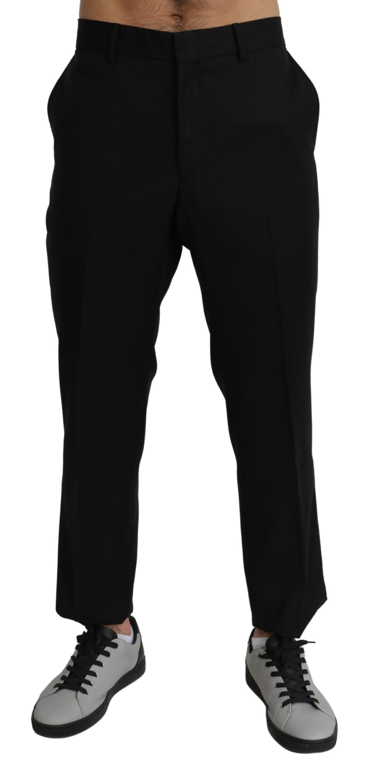 Dolce & Gabbana Black Cotton Wool Formal Dress Men's Pants