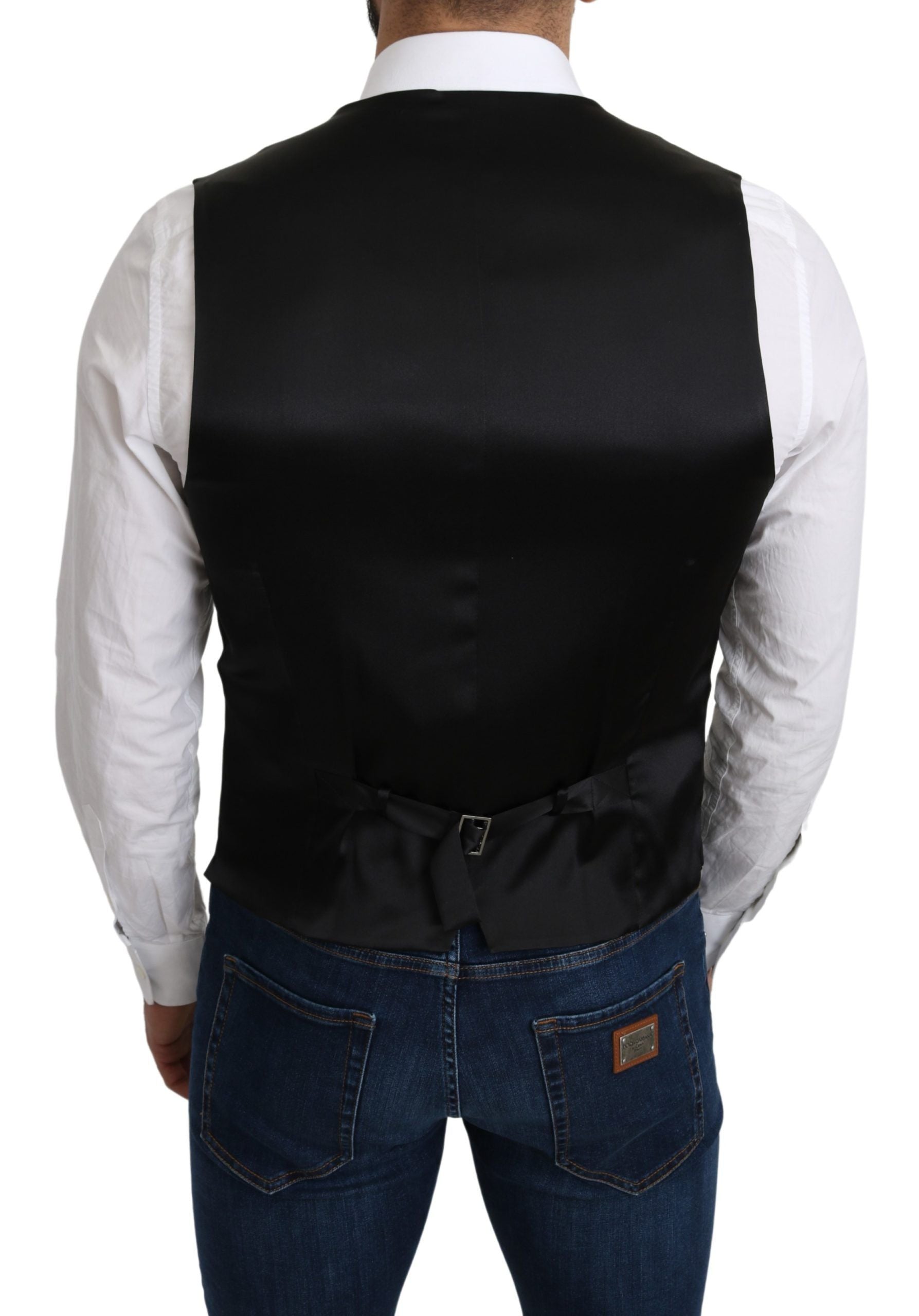 Dolce & Gabbana Elegant Silk Formal Gray Men's Vest