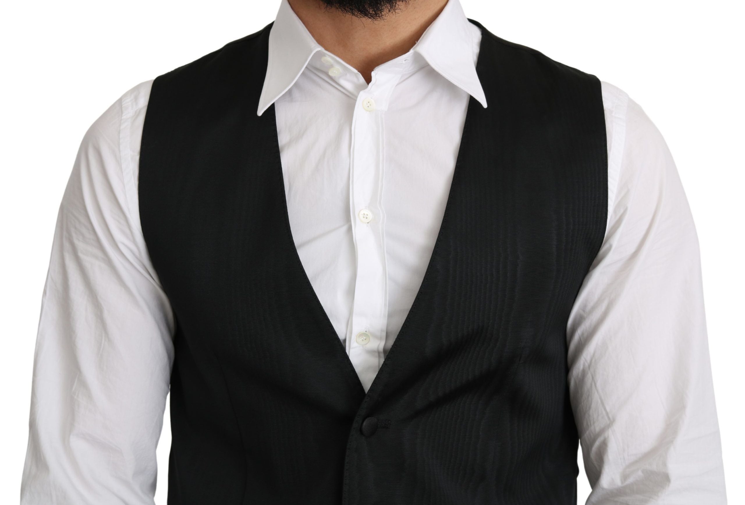 Dolce & Gabbana Elegant Silk Formal Gray Men's Vest