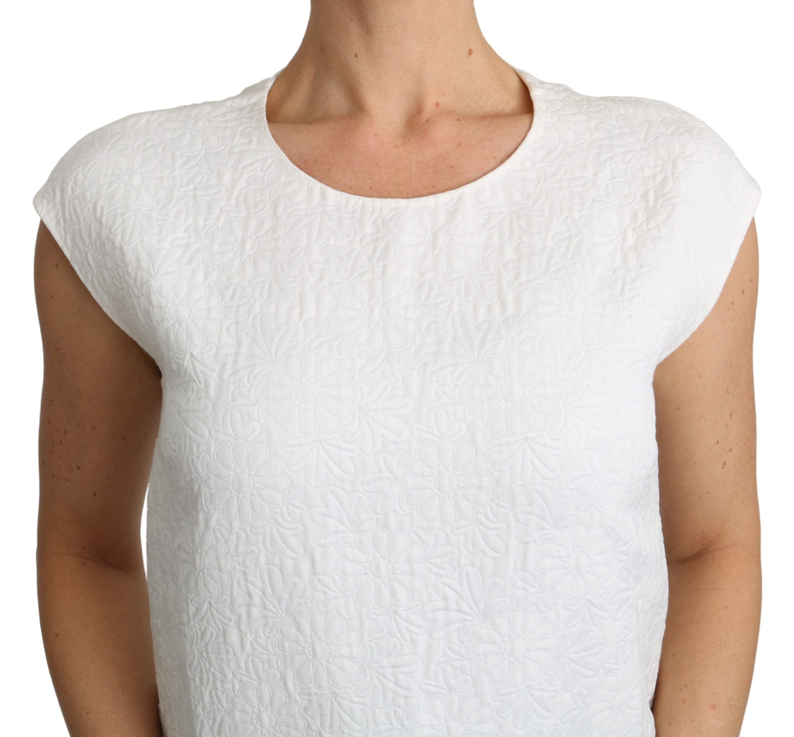 Dolce & Gabbana White Floral Brocade Blouse Cotton Women's Top
