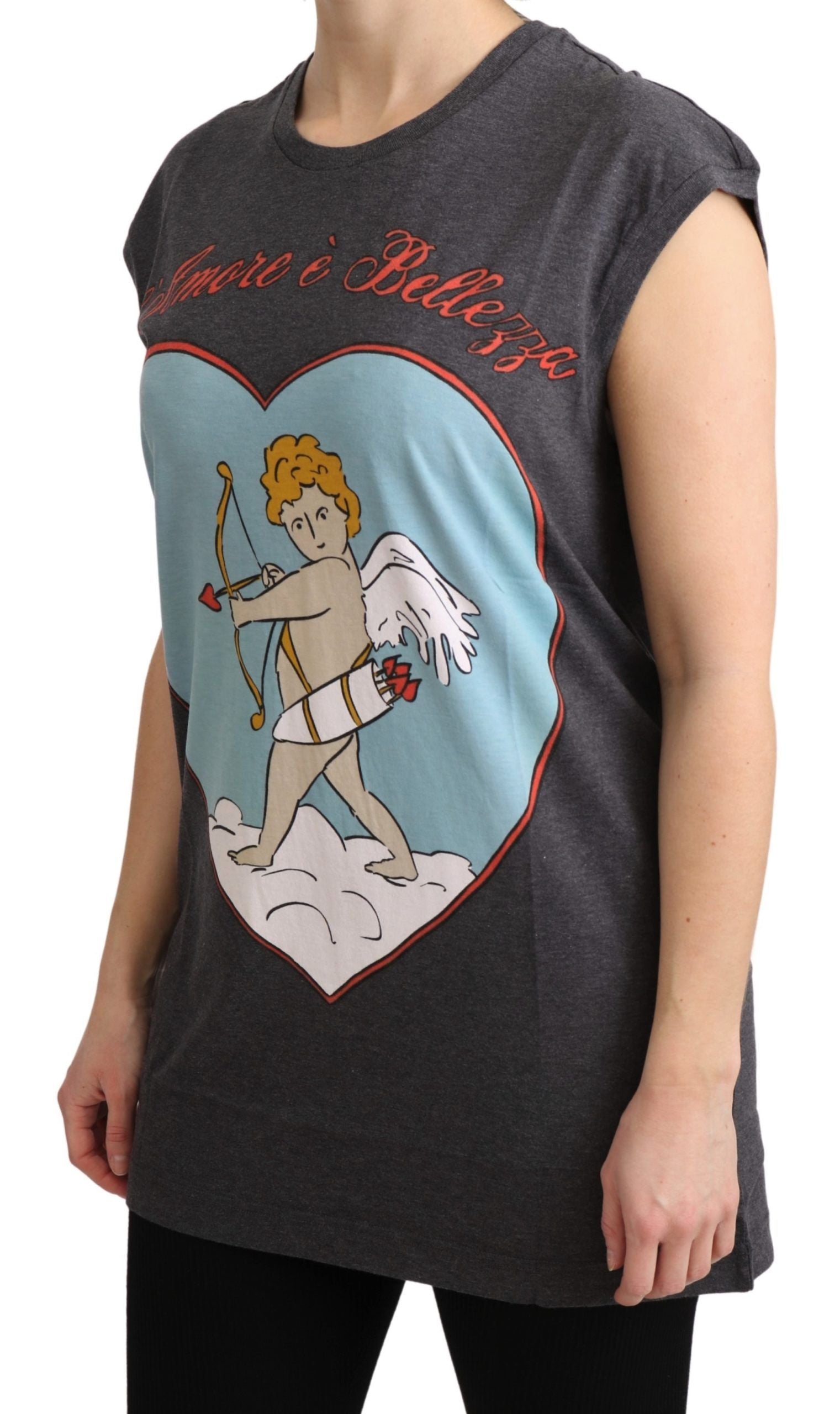 Dolce & Gabbana Elegant Gray Cotton Cap Sleeve Women's Tee