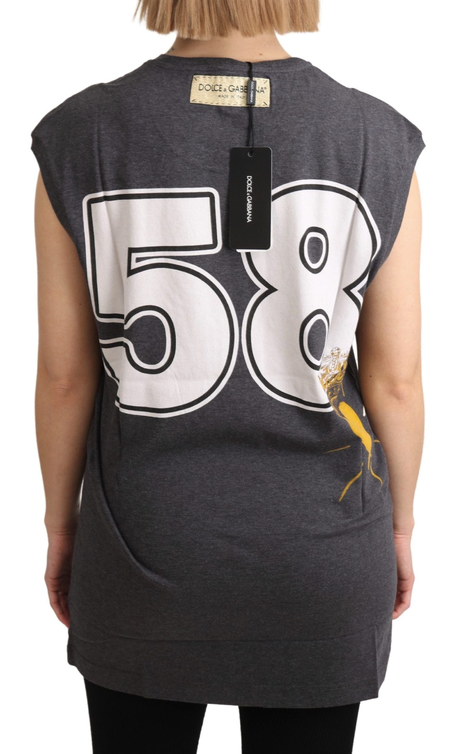 Dolce & Gabbana Elegant Gray Cotton Cap Sleeve Women's Tee