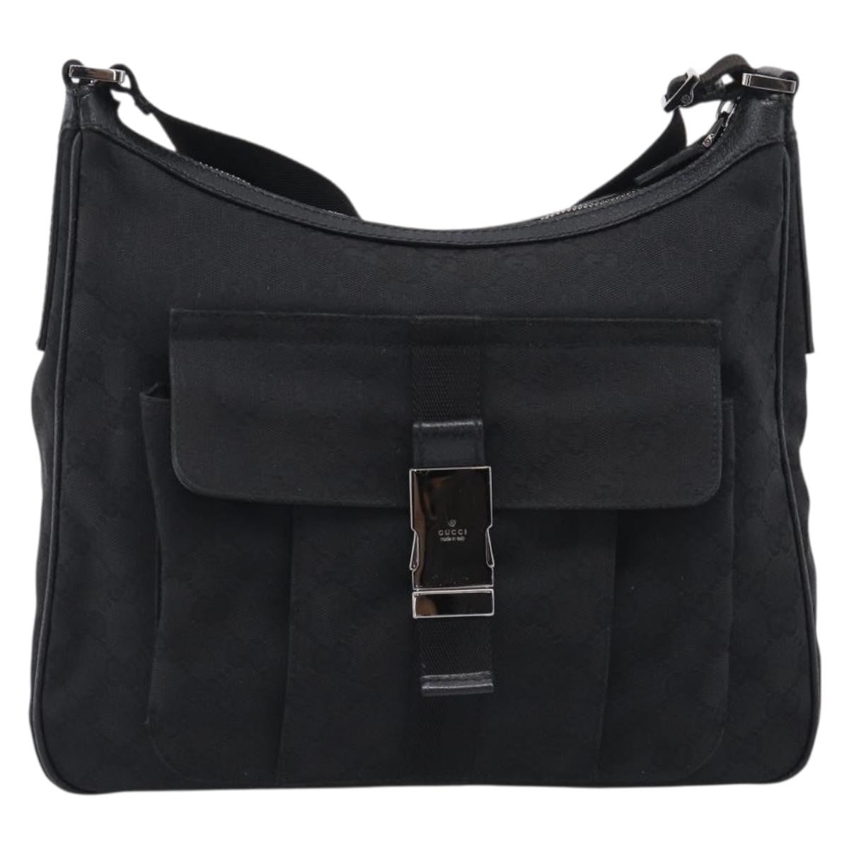 Gucci Shoulder Canvas Black Canvas Shoulder Bag Bag (Pre-Owned)