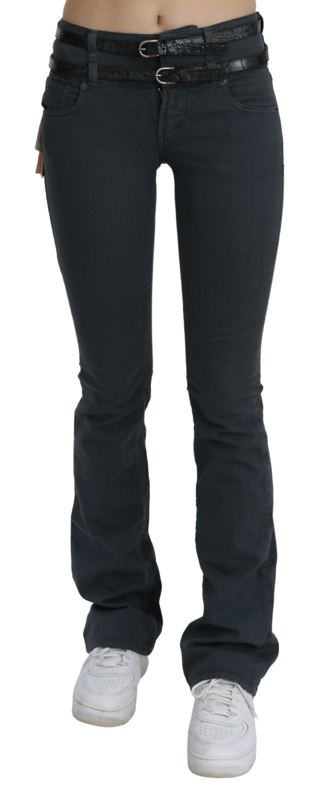 John Galliano Gray Mid Waist Slim Flared Denim Trouser Women's Jeans (Pre-Owned)