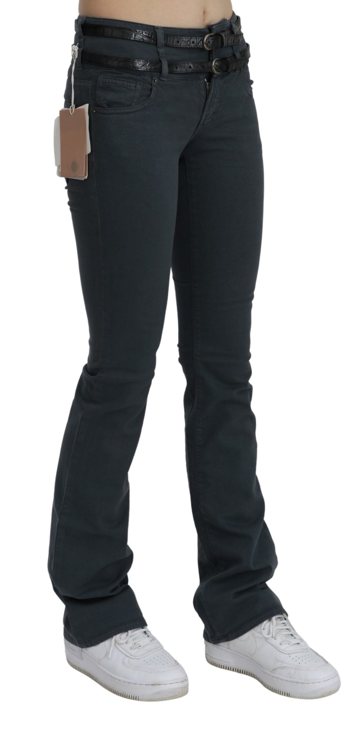 John Galliano Gray Mid Waist Slim Flared Denim Trouser Women's Jeans (Pre-Owned)
