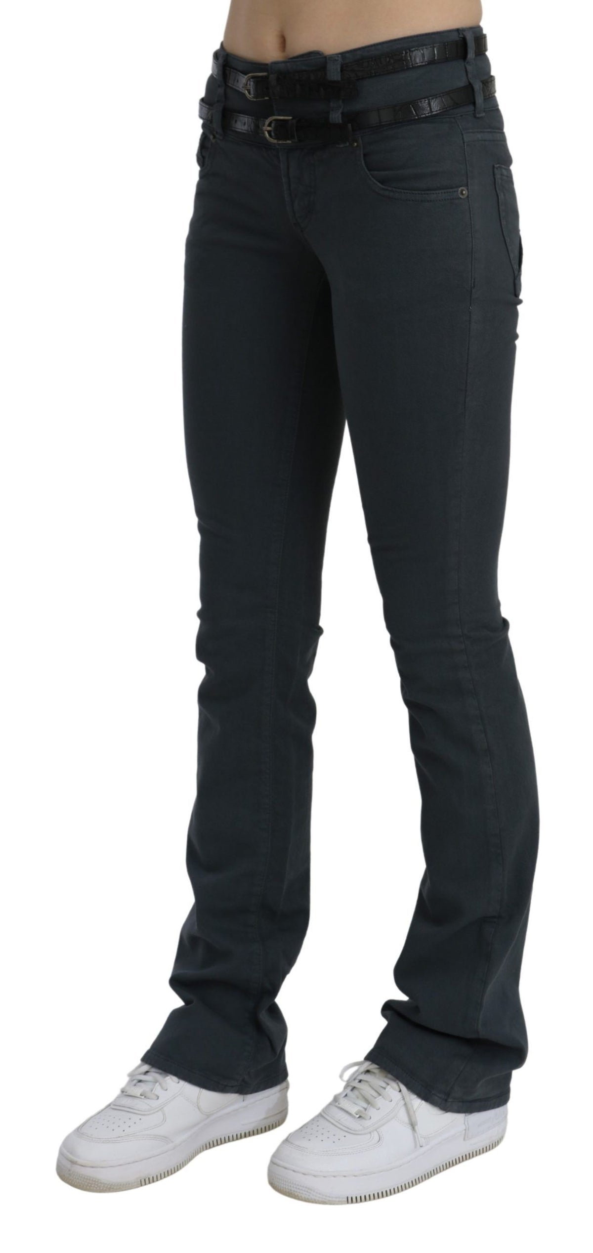 John Galliano Gray Mid Waist Slim Flared Denim Trouser Women's Jeans (Pre-Owned)