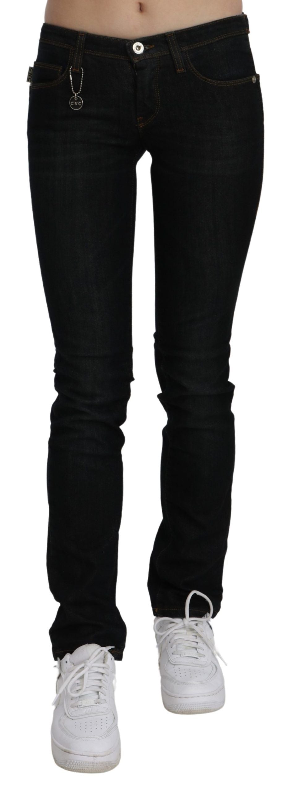 Costume National Black Mid Waist Skinny Denim Cotton Women's Jeans