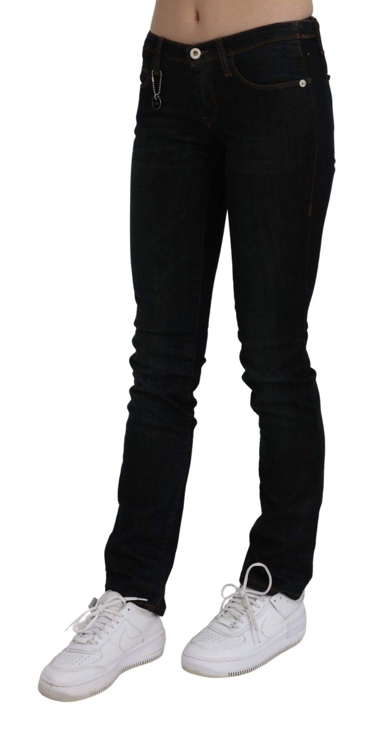 Costume National Black Mid Waist Skinny Denim Cotton Women's Jeans