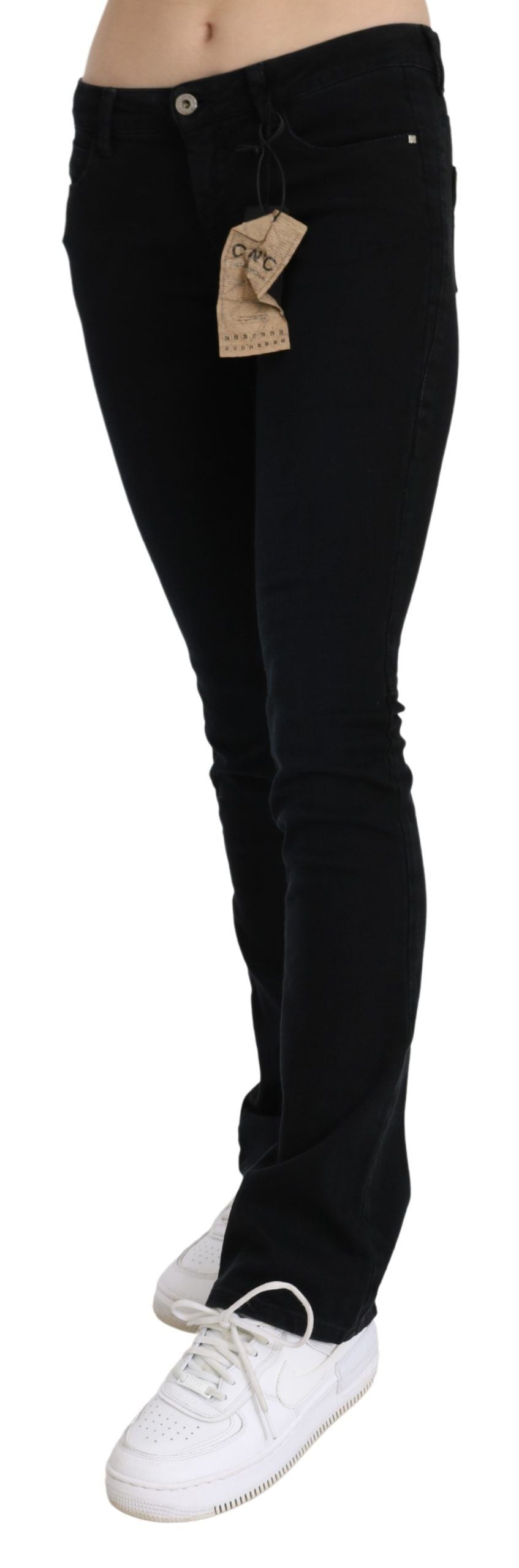 Costume National Black Low Waist Skinny Denim Cotton Women's Jeans
