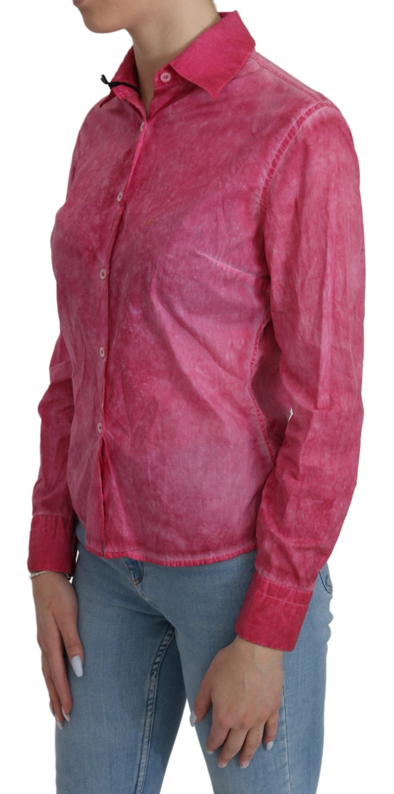 Ermanno Scervino Pink Collared Long Sleeve Shirt Blouse Women's Top