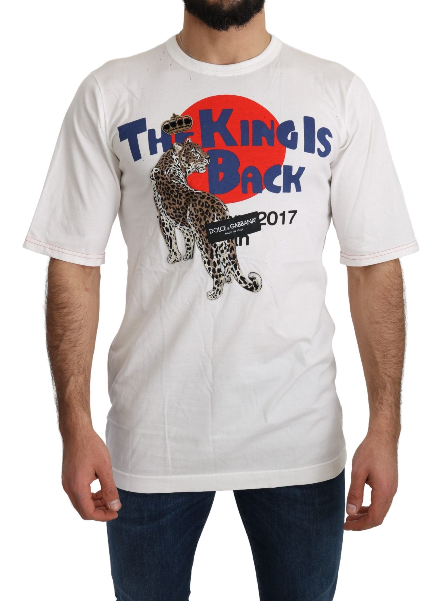 Dolce & Gabbana White Leopard Royal Top Men's T-shirt
