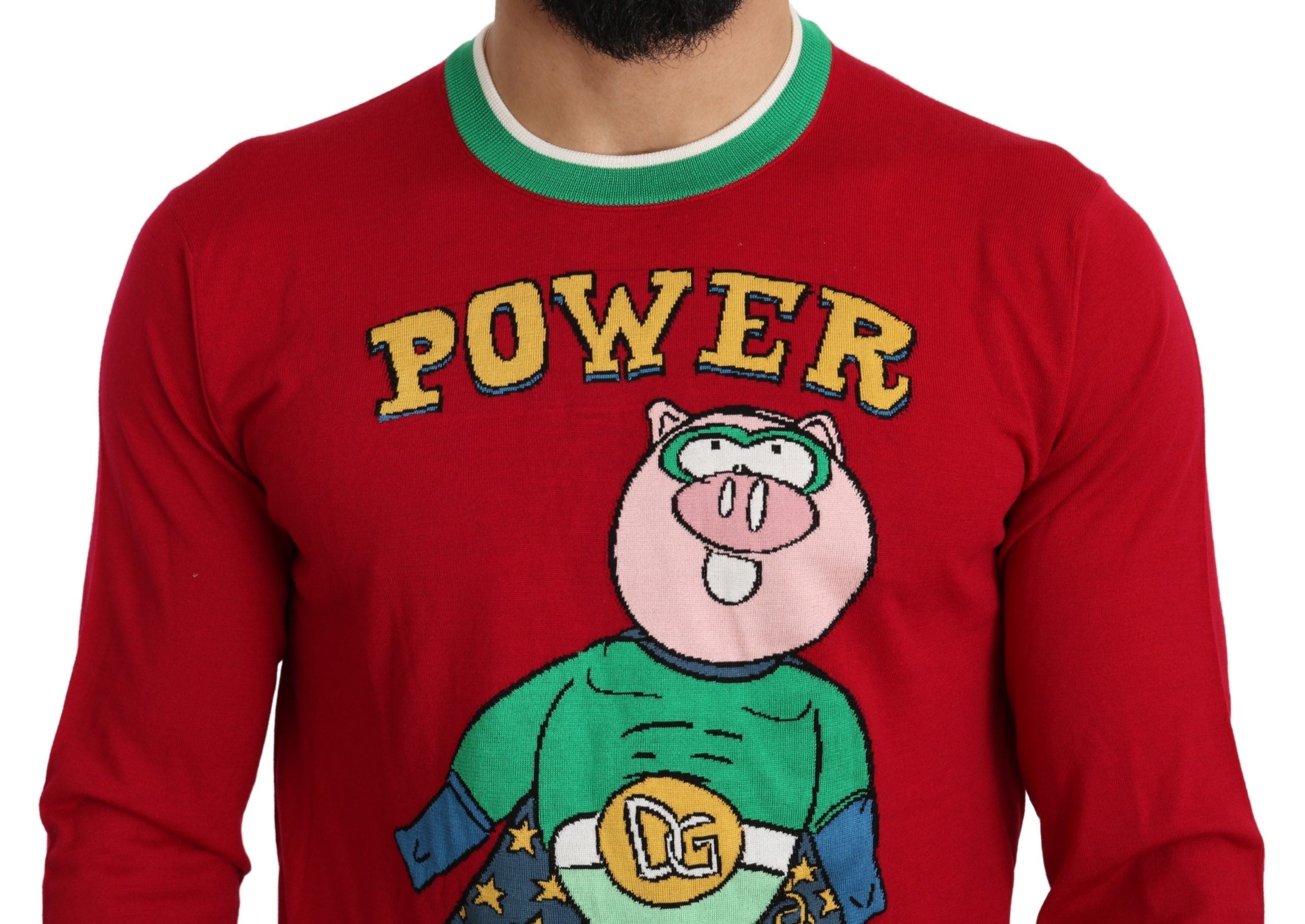 Dolce & Gabbana Red Wool Silk Pig of the Year Men's Sweater