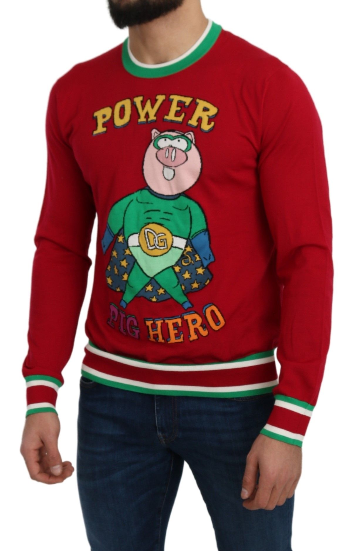 Dolce & Gabbana Red Wool Silk Pig of the Year Men's Sweater