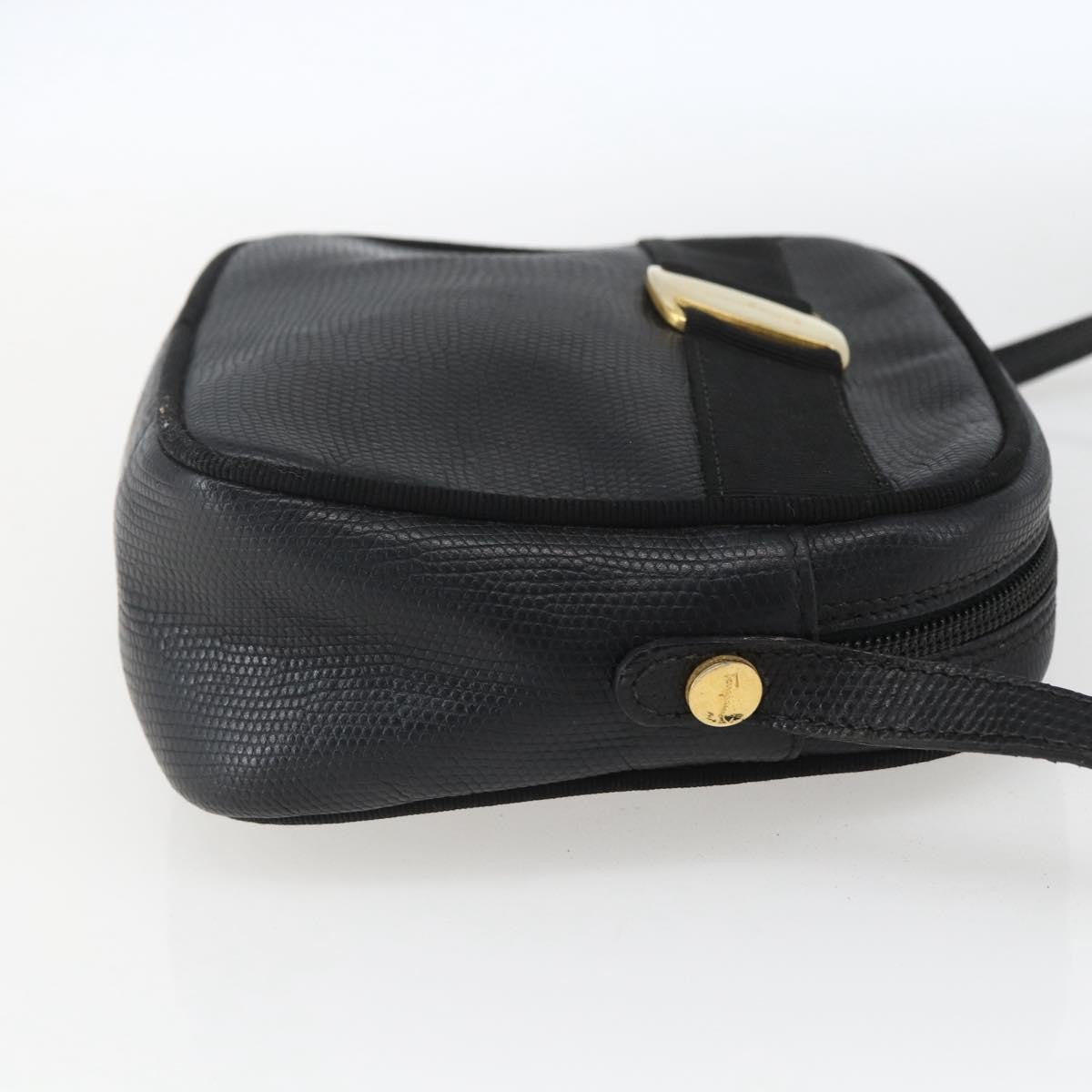 Salvatore Ferragamo Vala Leather Black Leather Shoulder Bag Bag (Pre-Owned)