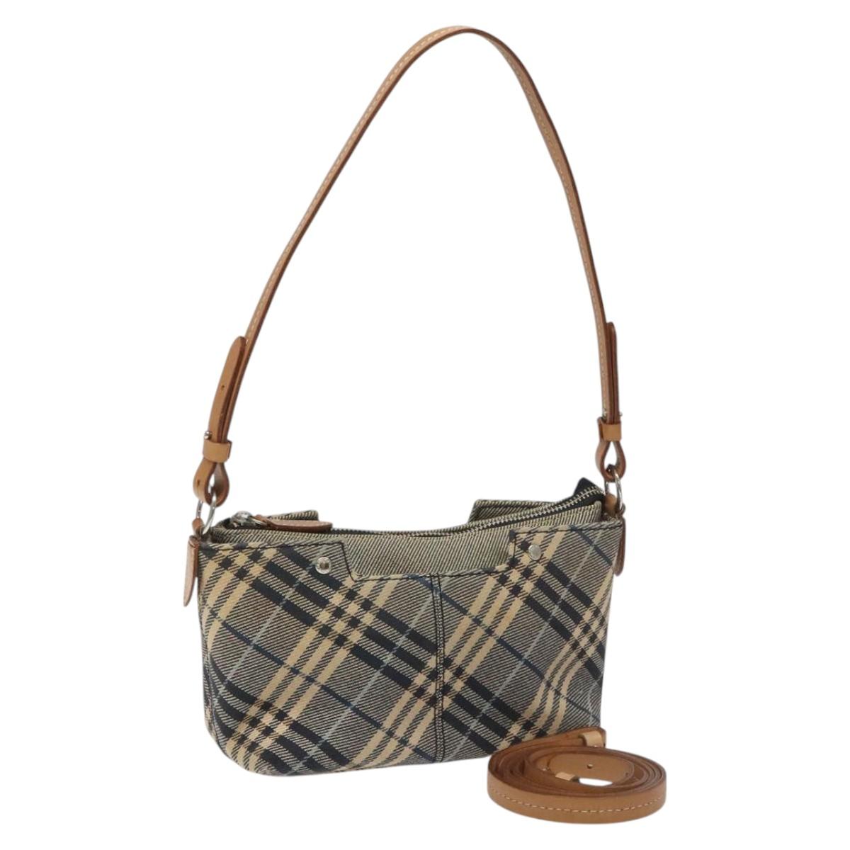 Burberry Nova Check Blue Canvas Shoulder Bag (Pre-Owned)