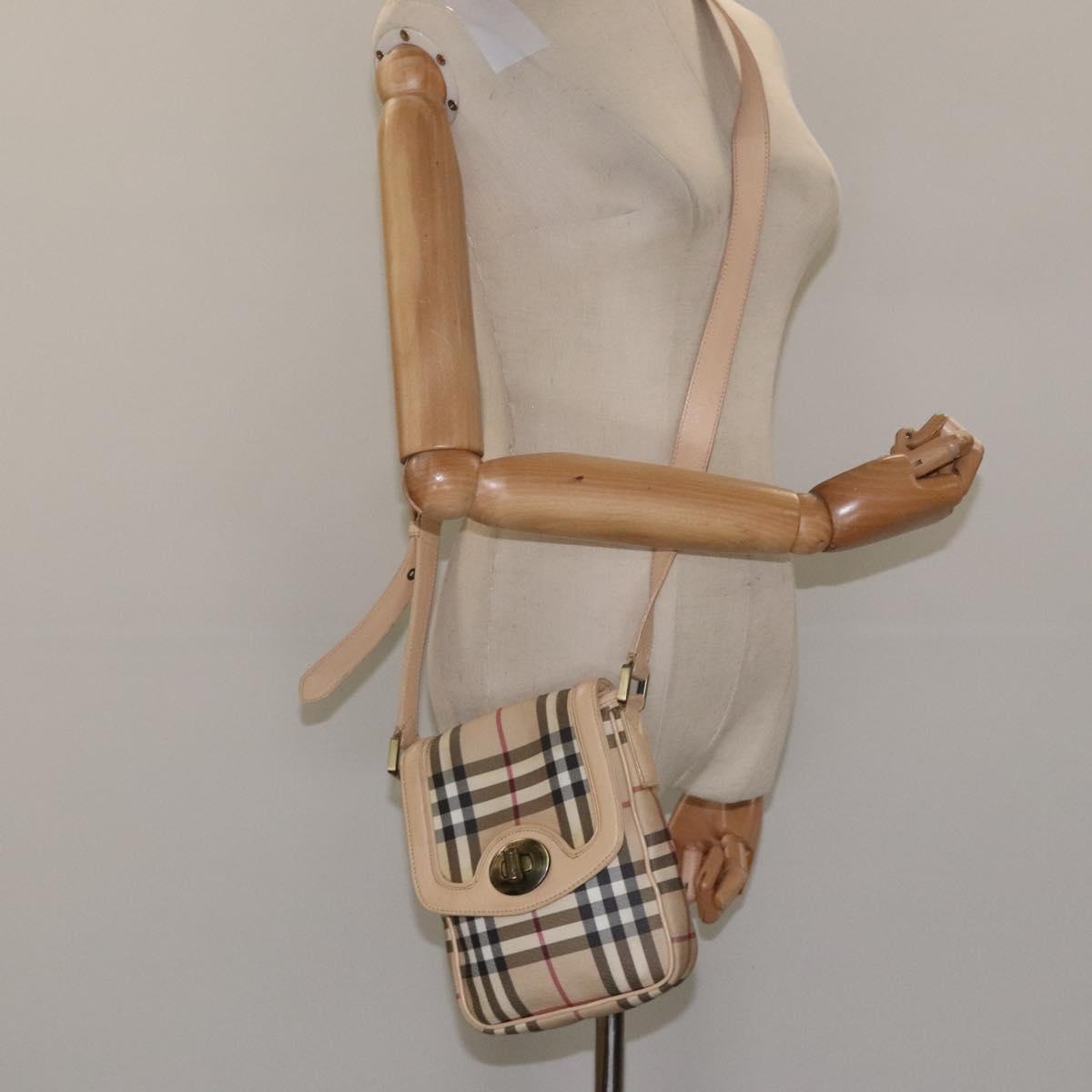Burberry Nova Check Beige Canvas Shoulder Bag (Pre-Owned)