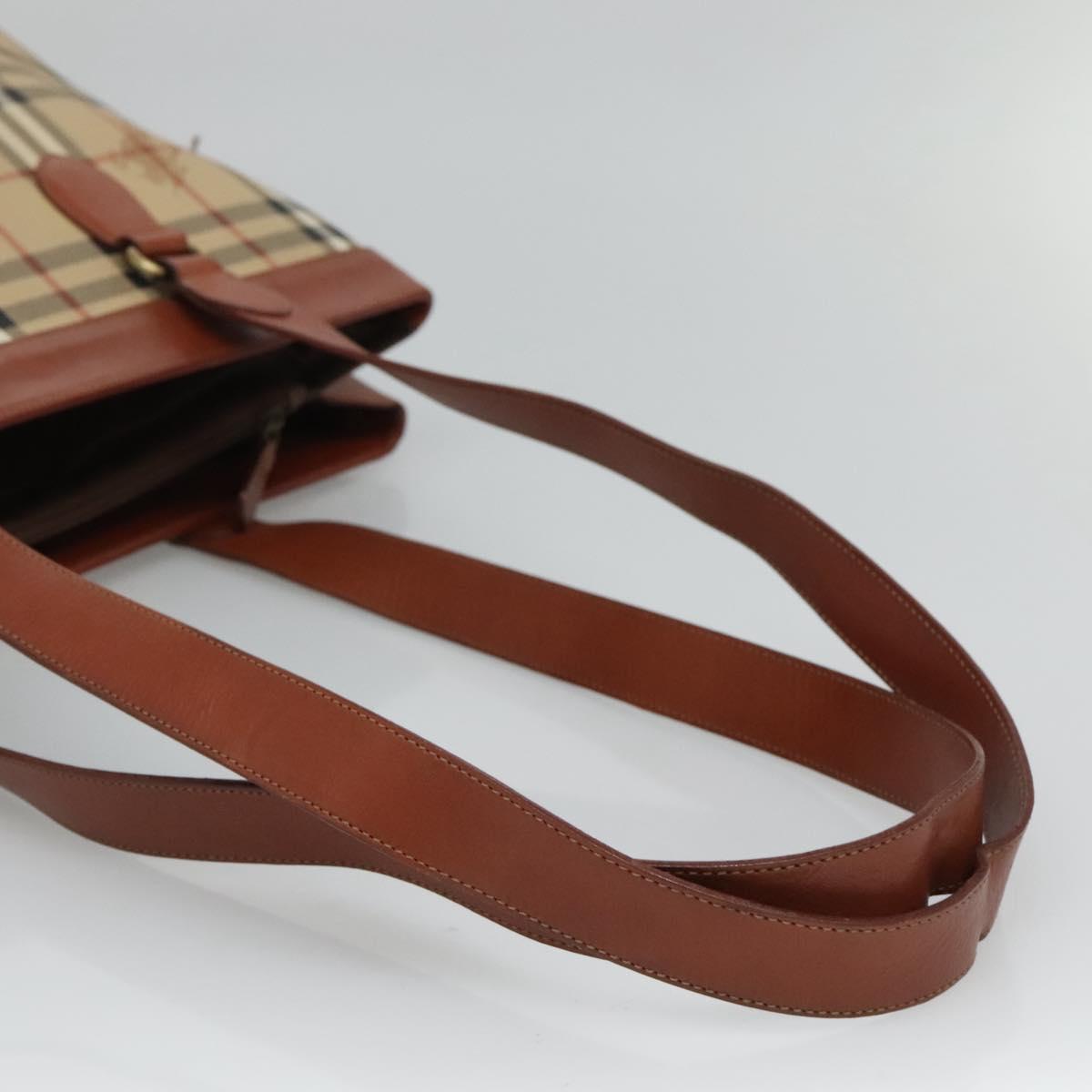 Burberry Nova Check Beige Canvas Shoulder Bag (Pre-Owned)