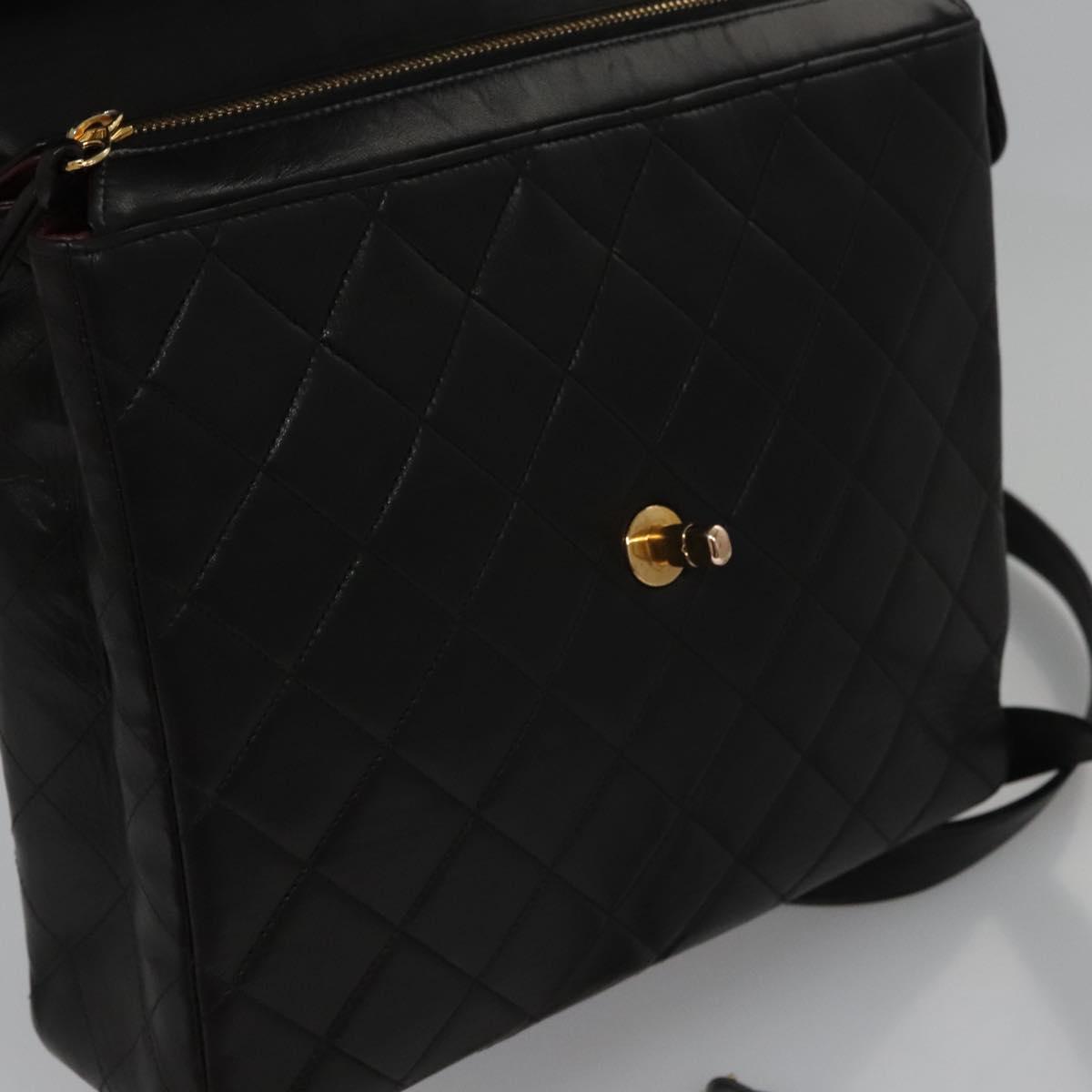 Chanel Single Flap Black Leather Backpack Bag (Pre-Owned)