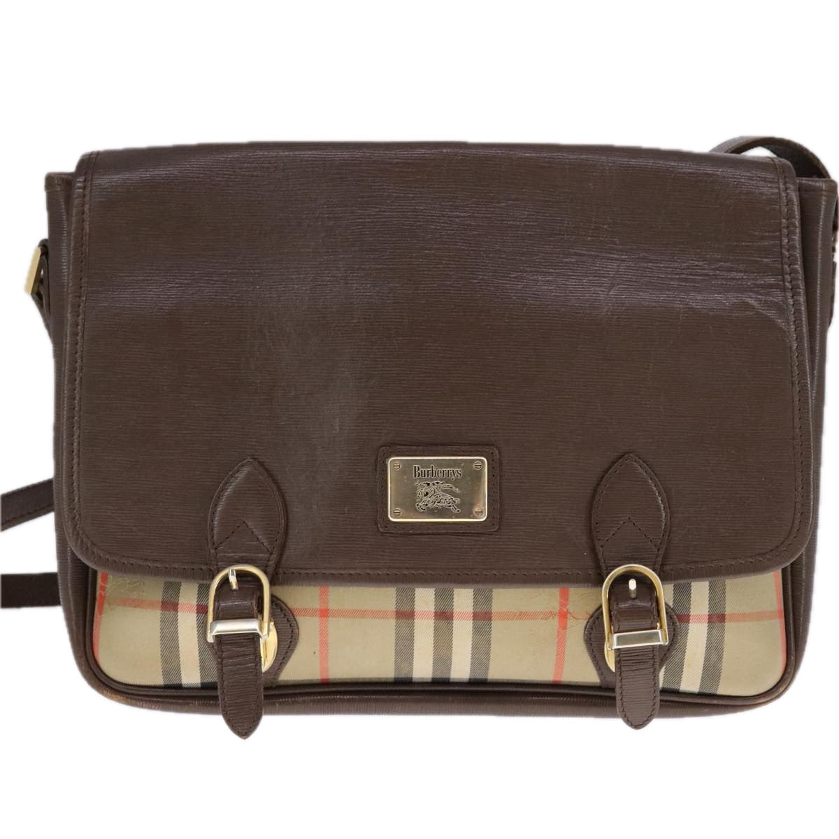 Burberry Haymarket Beige Canvas Shoulder Bag (Pre-Owned)