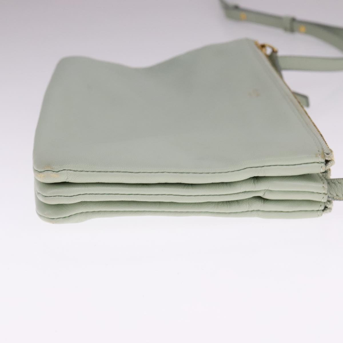 Céline Trio Green Leather Shoulder Bag (Pre-Owned)