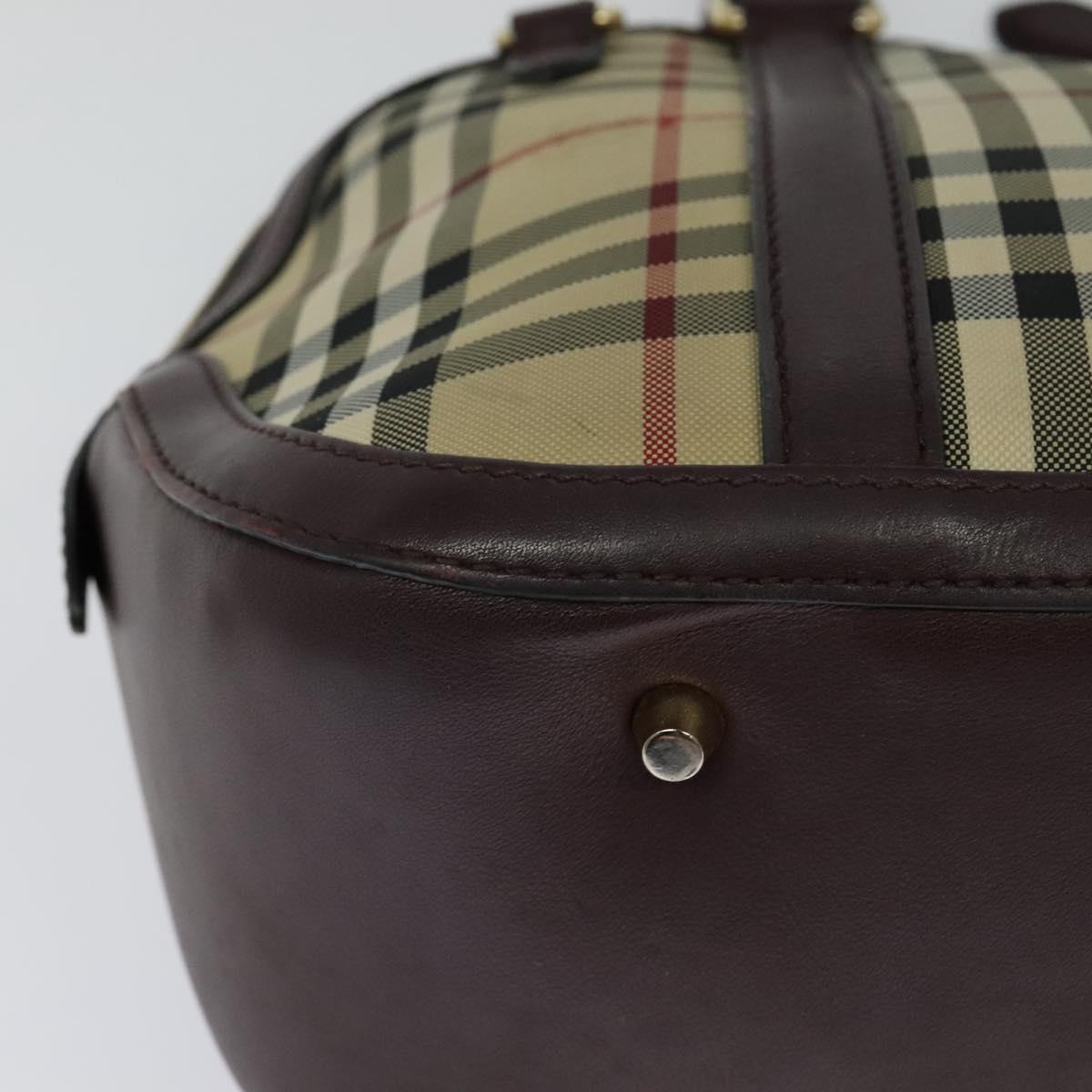 Burberry Nova Check Beige Canvas Handbag (Pre-Owned)
