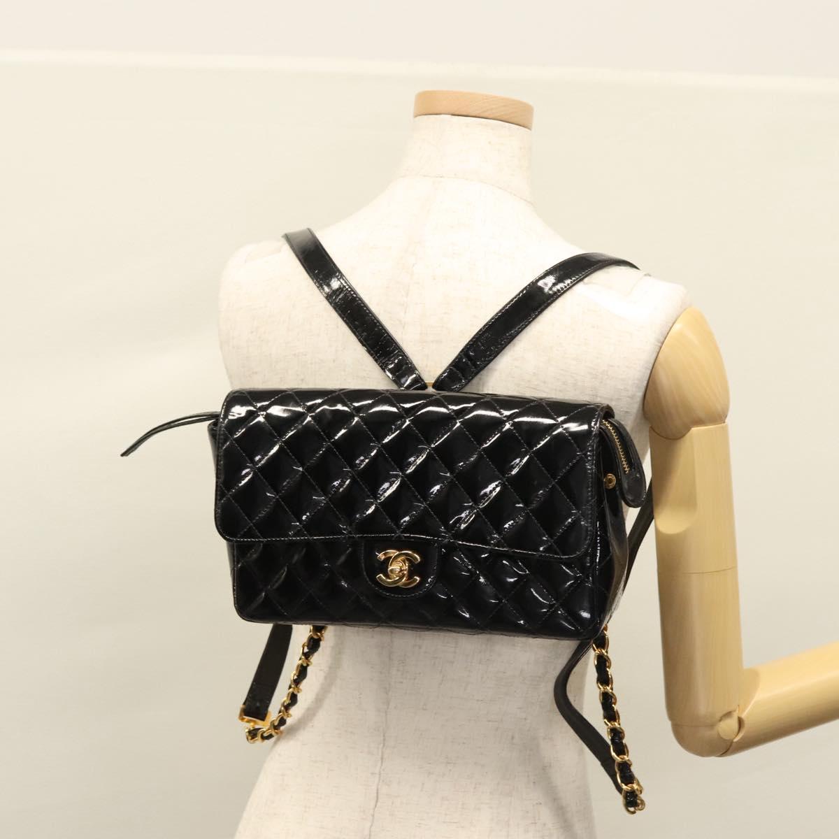 Chanel Timeless/Classique Black Patent Leather Backpack Bag (Pre-Owned)