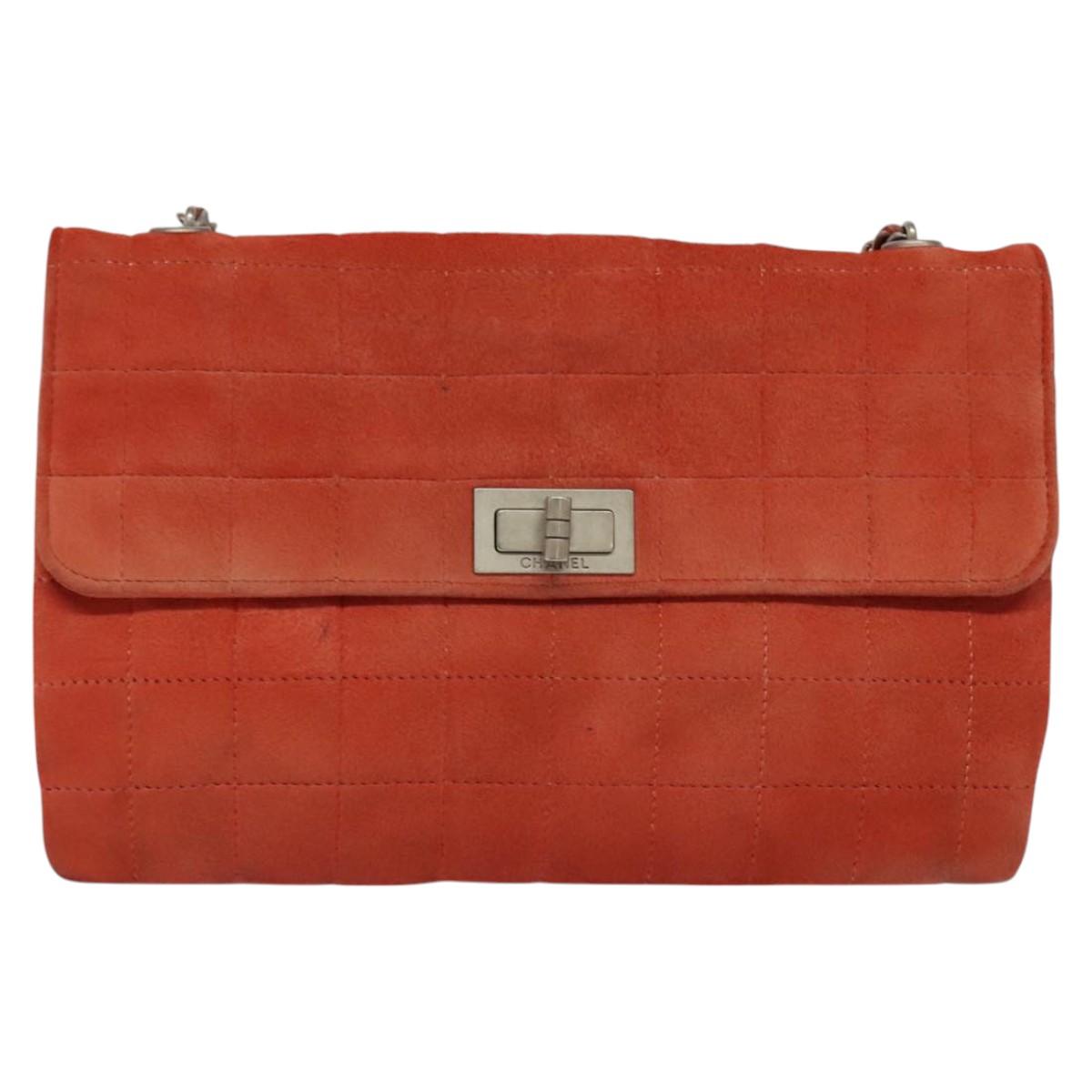 Chanel Chocolate Bar Red Suede Shoulder Bag (Pre-Owned)